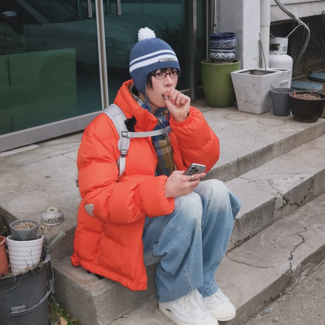 SPORT CHAMBER Route Earflap Beanie Navy 착용 스타일 - 1