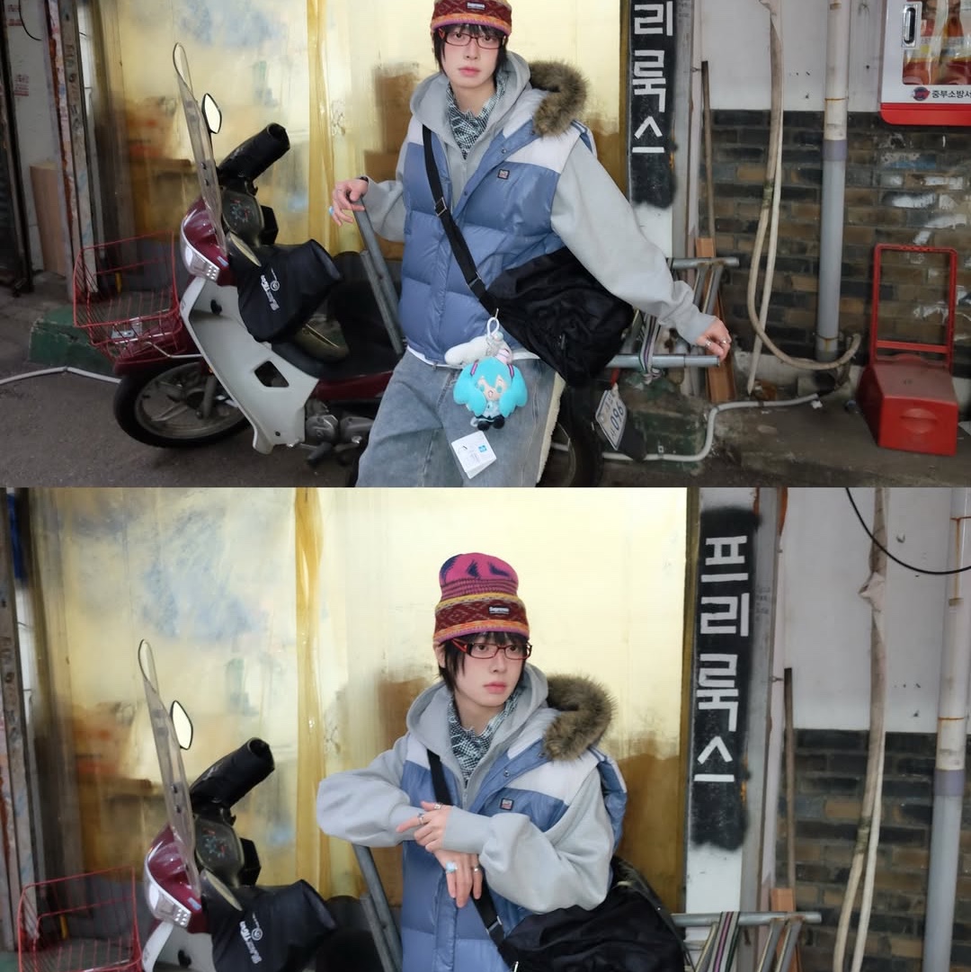 SPORT CHAMBER Track DuckDown Vest Blue 착용 스타일 - 3