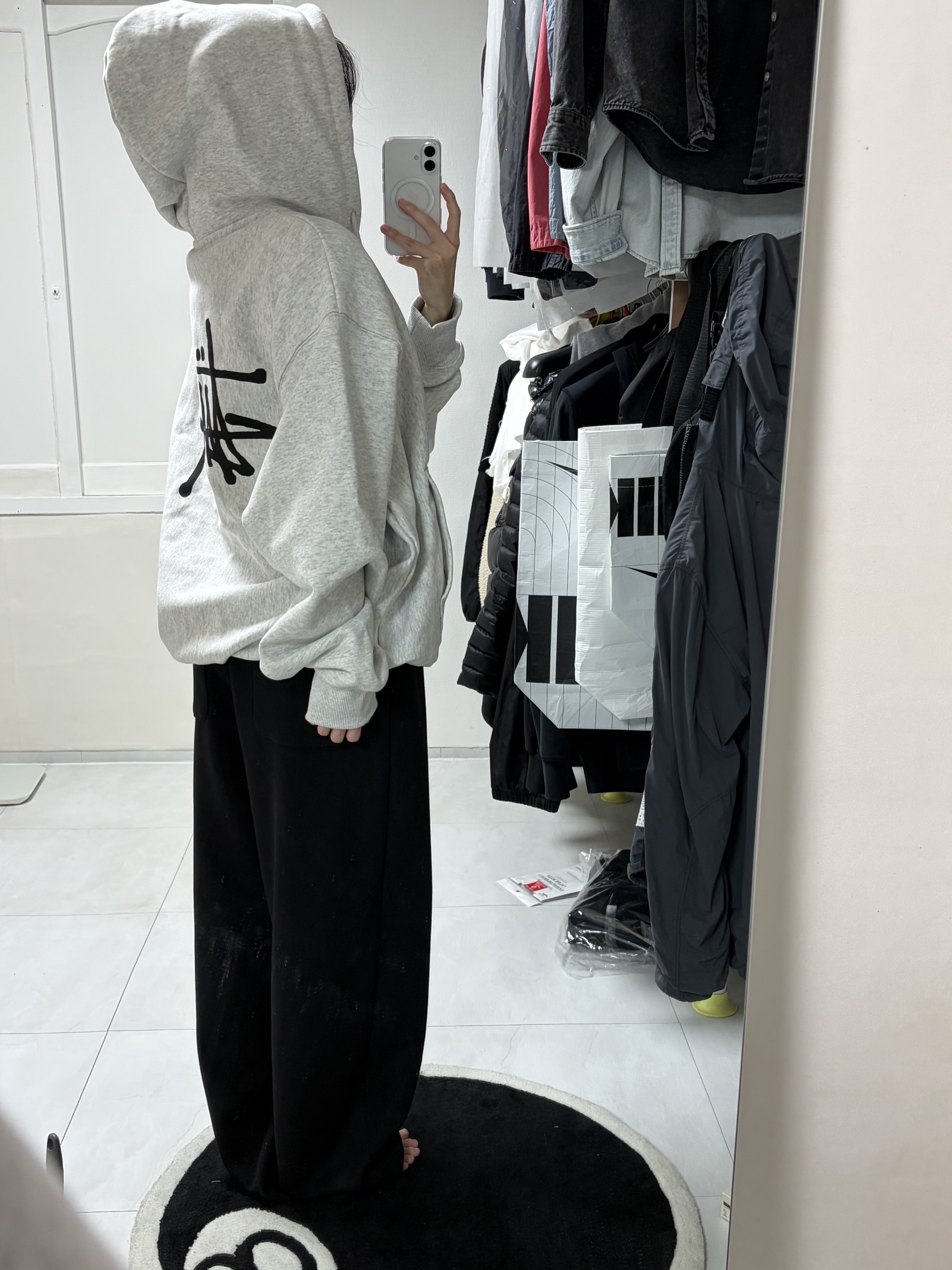 Stussy Basic Stussy Zip Hoodie Ash Heather 착용 스타일