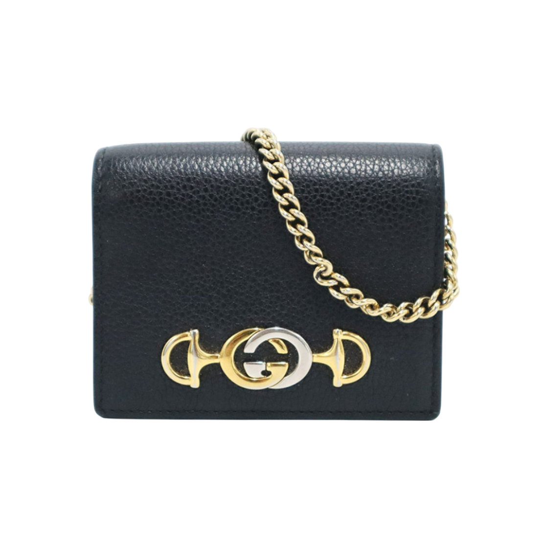 구찌 570660 블랙 레더 주미 체인 카드 케이스 반지갑(Gucci Jumi Chain Card Case Wallet in Black Leather)