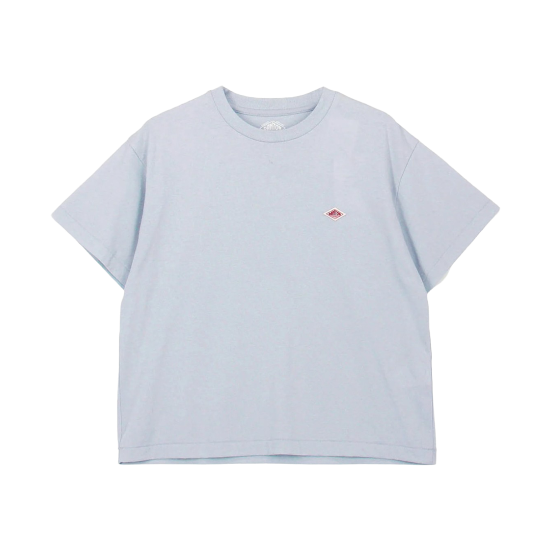 (W) 단톤 플레인 숏슬리브 세미 크롭 티셔츠 삭스 블루((W) Danton Plain Short Sleeve Semi Crop T-Shirt Sax Blue)