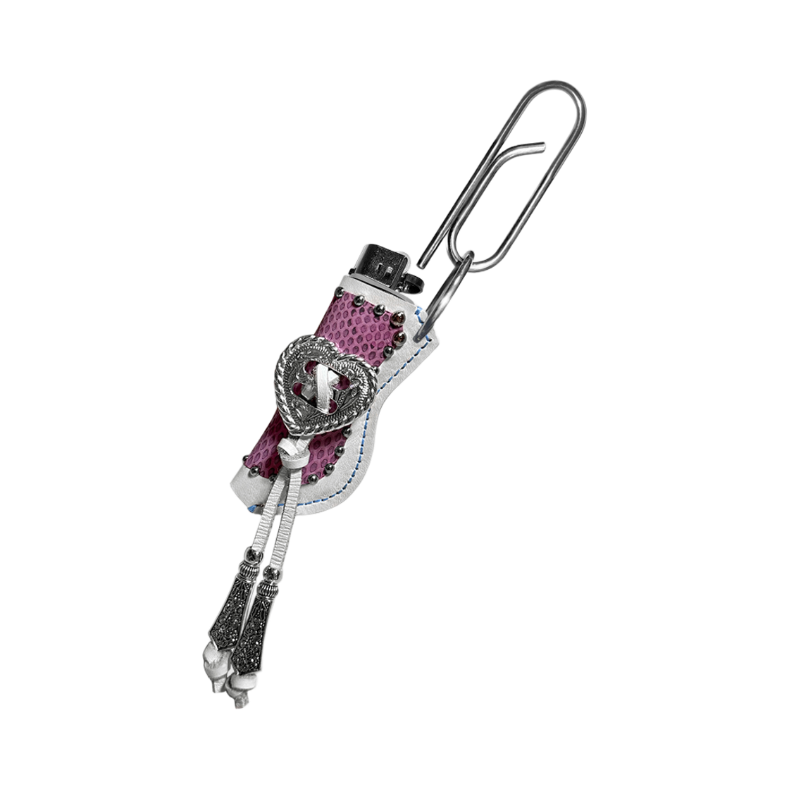 DN-LTR-08 DIRT NAP Heart Concho Lighter Holder Keyring Pink