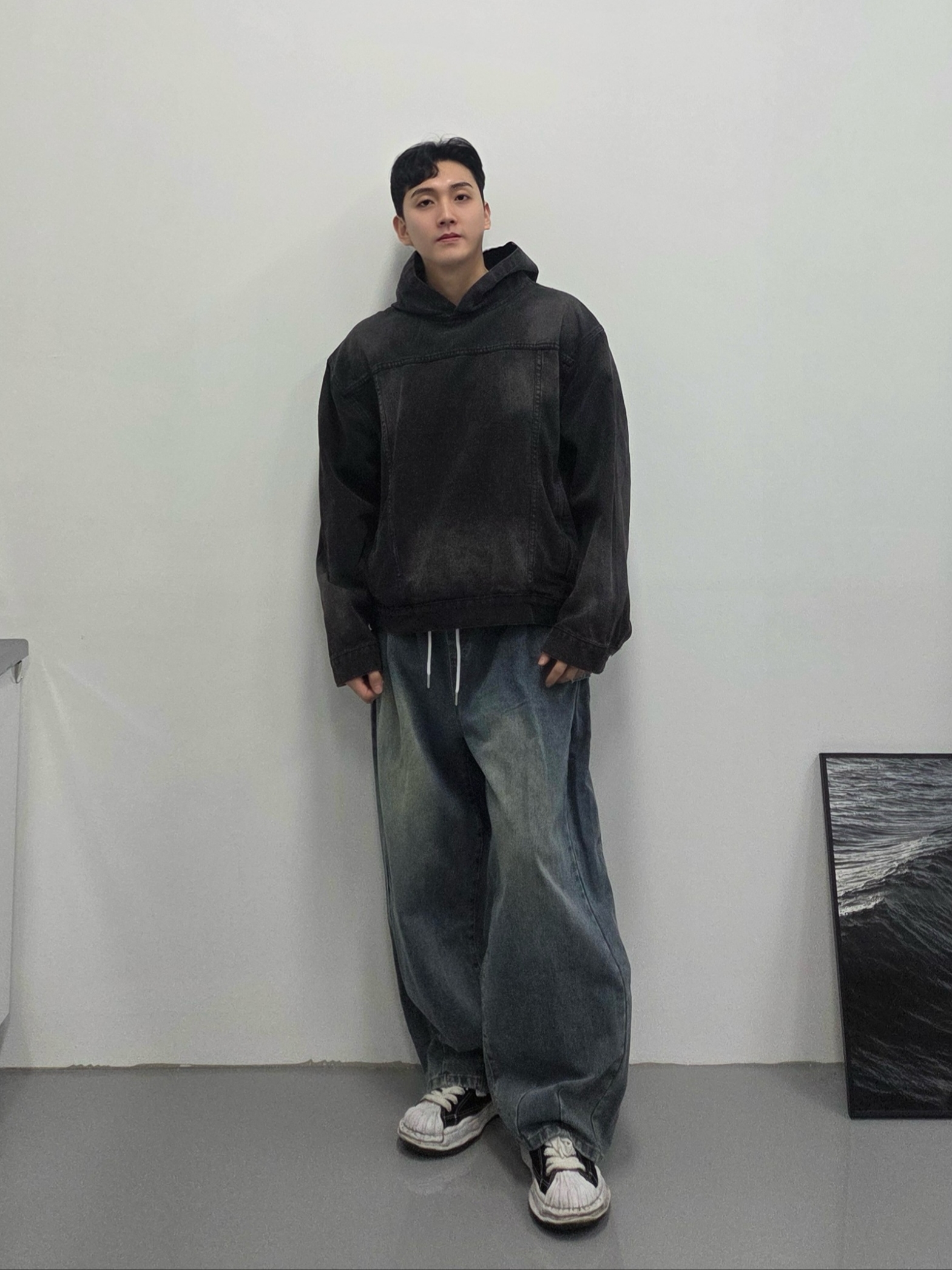 Maison Mihara Yasuhiro Peterson OG Sole Canvas Low Sneakers Black 착용 스타일