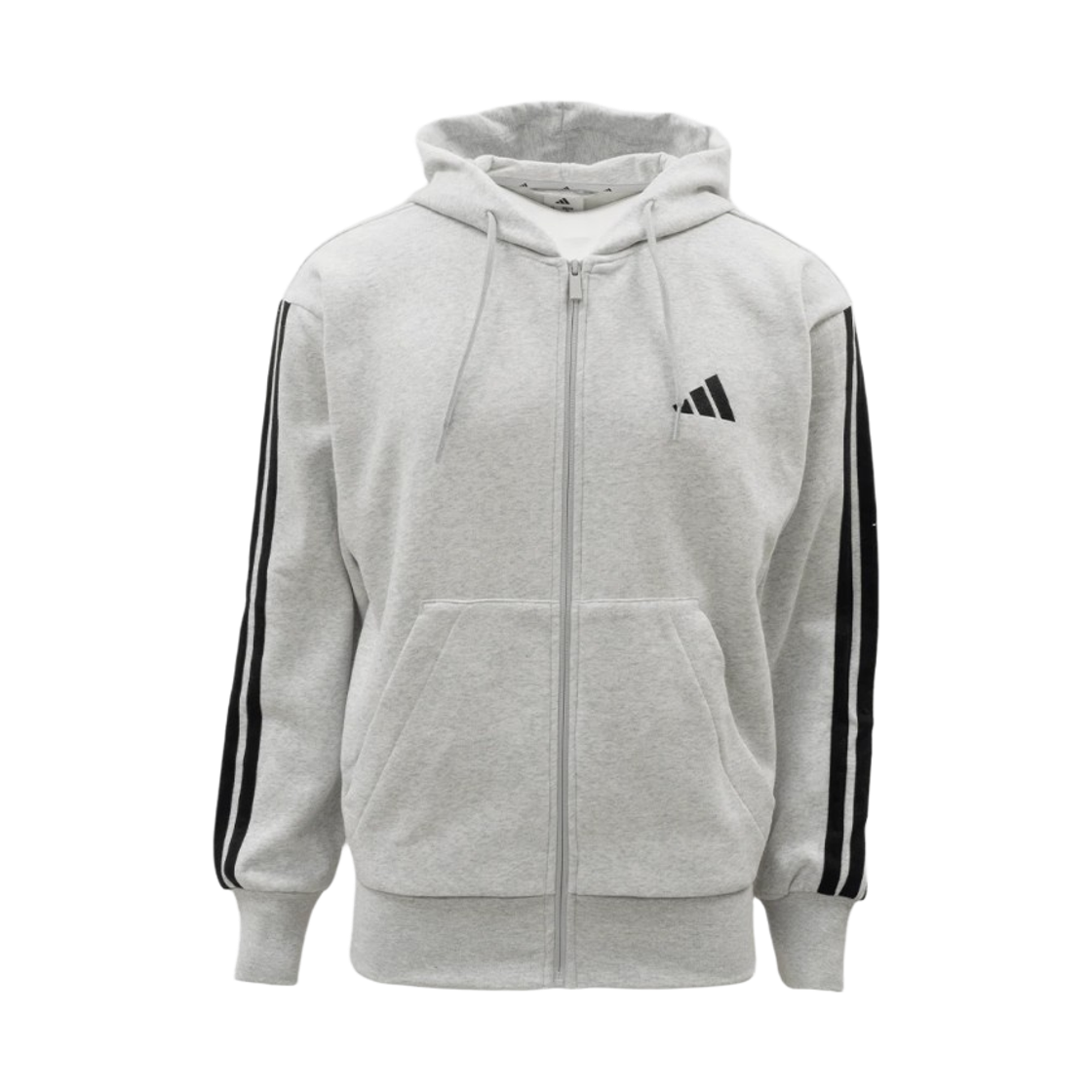 JD1863 Adidas Essentials 3S Fleece Hoodie Light Grey Heather Black - US Sizing