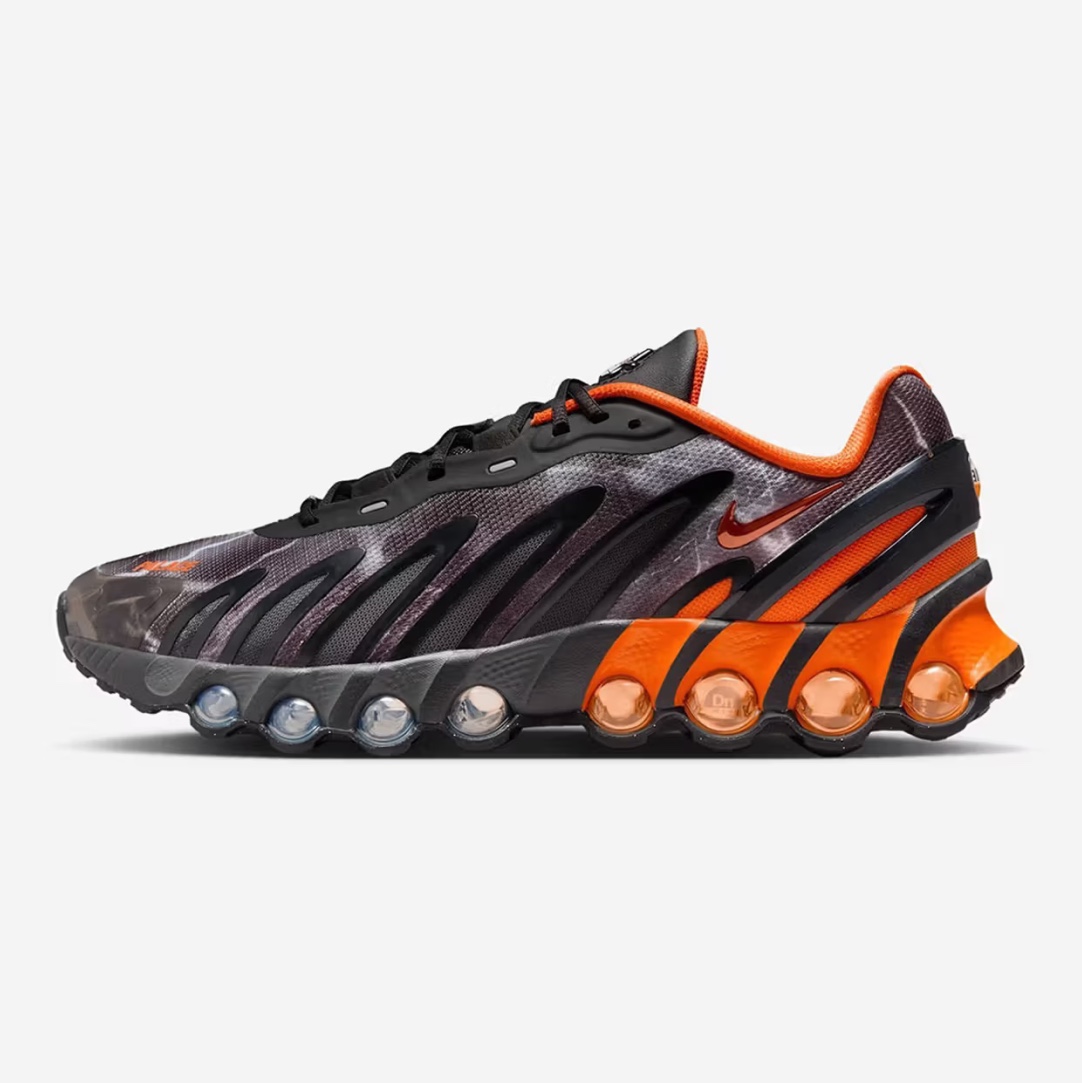 Nike x Palace Air Max Dn8 Black Safety Orange, Nike x Palace Air Max Dn8 Safety Orange Particle Grey 착용 스타일 - 4