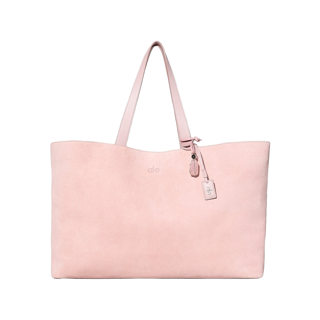 A0863U Alo Yoga Tranquility Tote Pink Champagne Suede