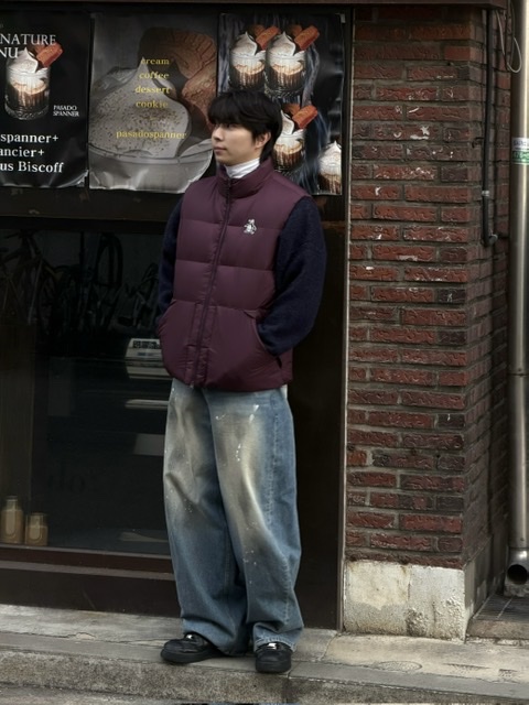 noun Wide Curved Denim Pants Painting Blue, Nike Air Force 1 '07 Low Triple Black 착용 스타일 - 3