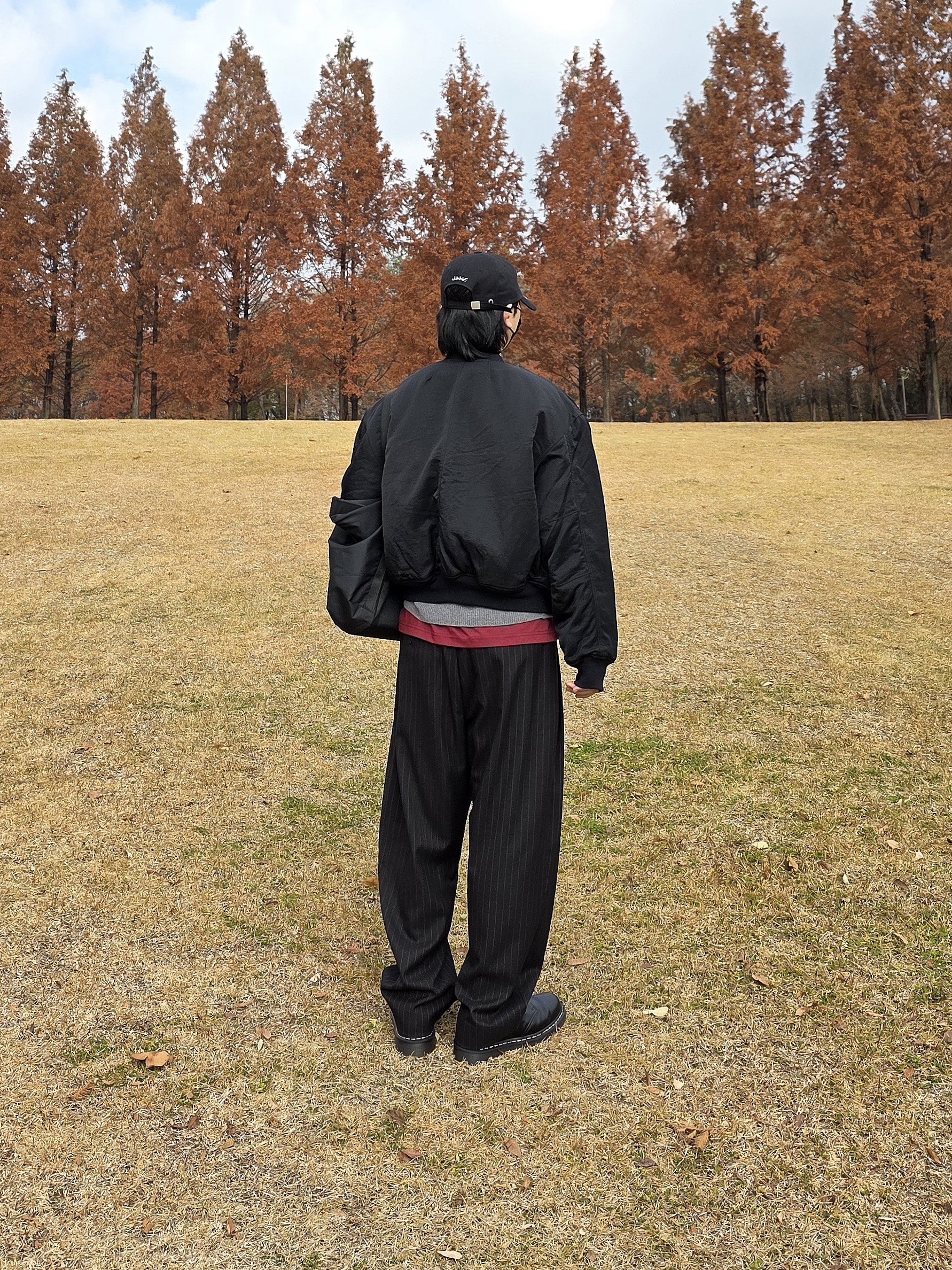 noun Wide Tapered Pants Stripe Black, Dr. Martens 1461 Smooth Black 착용 스타일 - 5