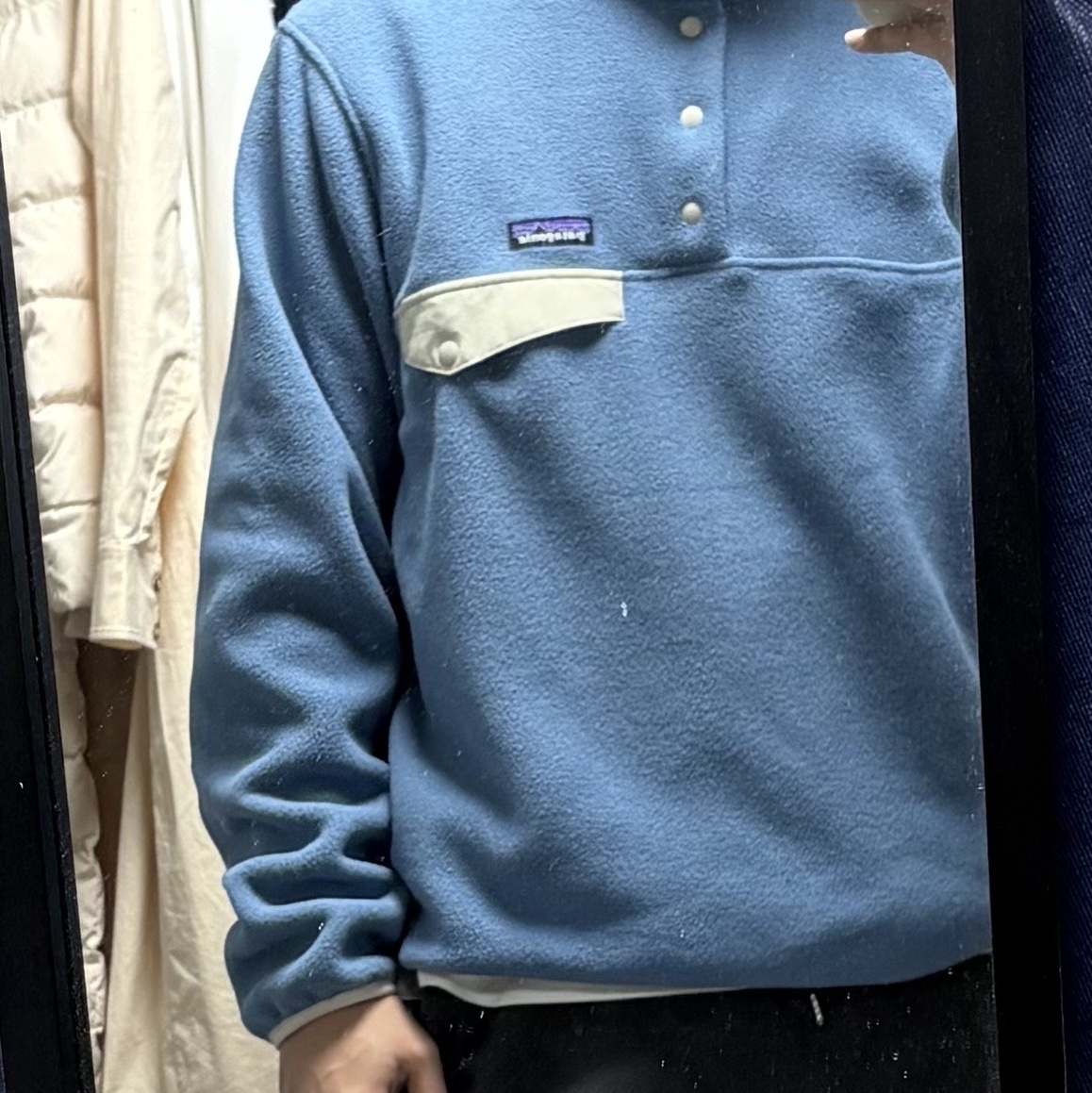 Patagonia Lightweight Synchilla Snap-T Fleece Pullover Still Blue 착용 스타일