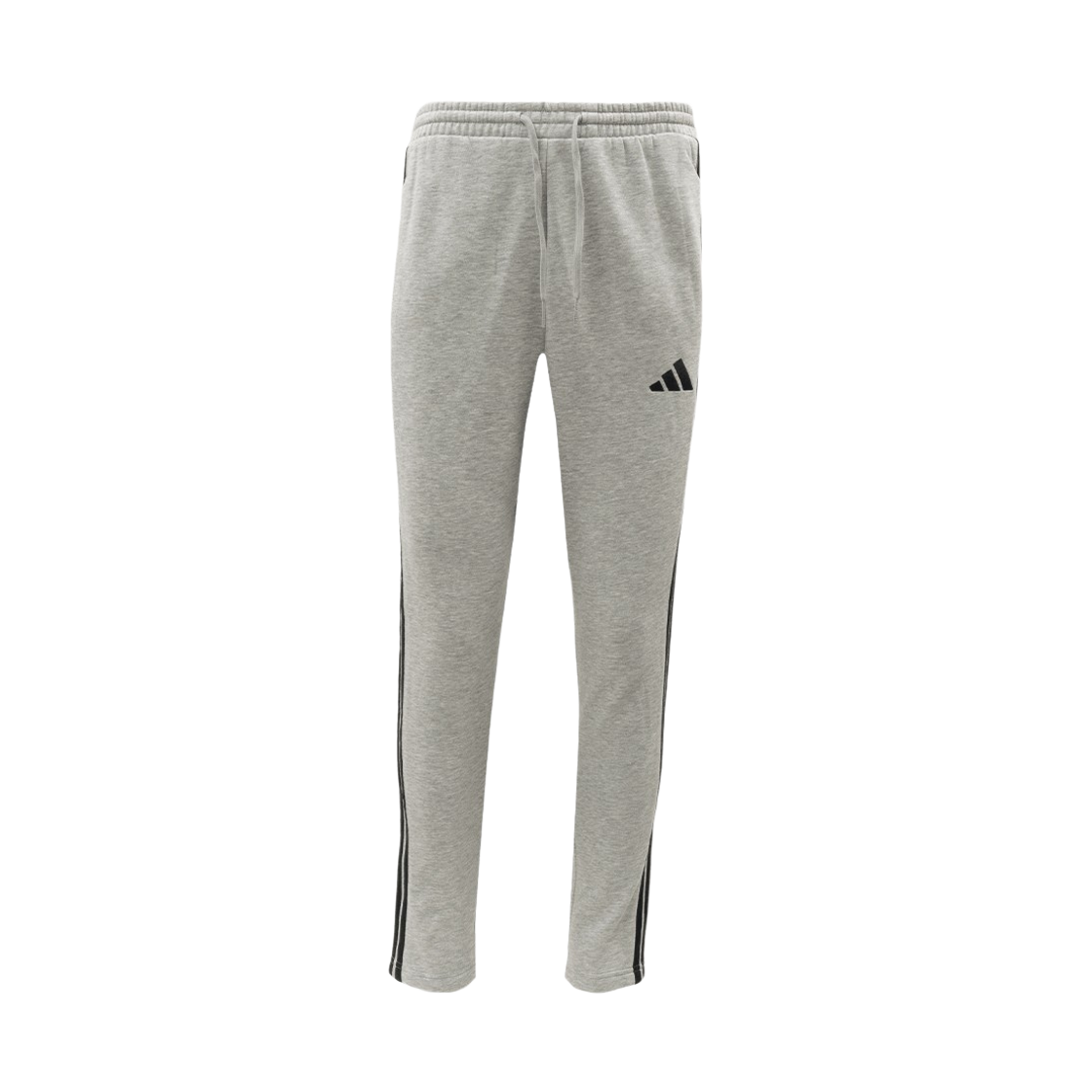 JE6335 Adidas Essentials 3-Stripes Open Hem Fleece Pants Medium Grey Heather Black - KR Sizing