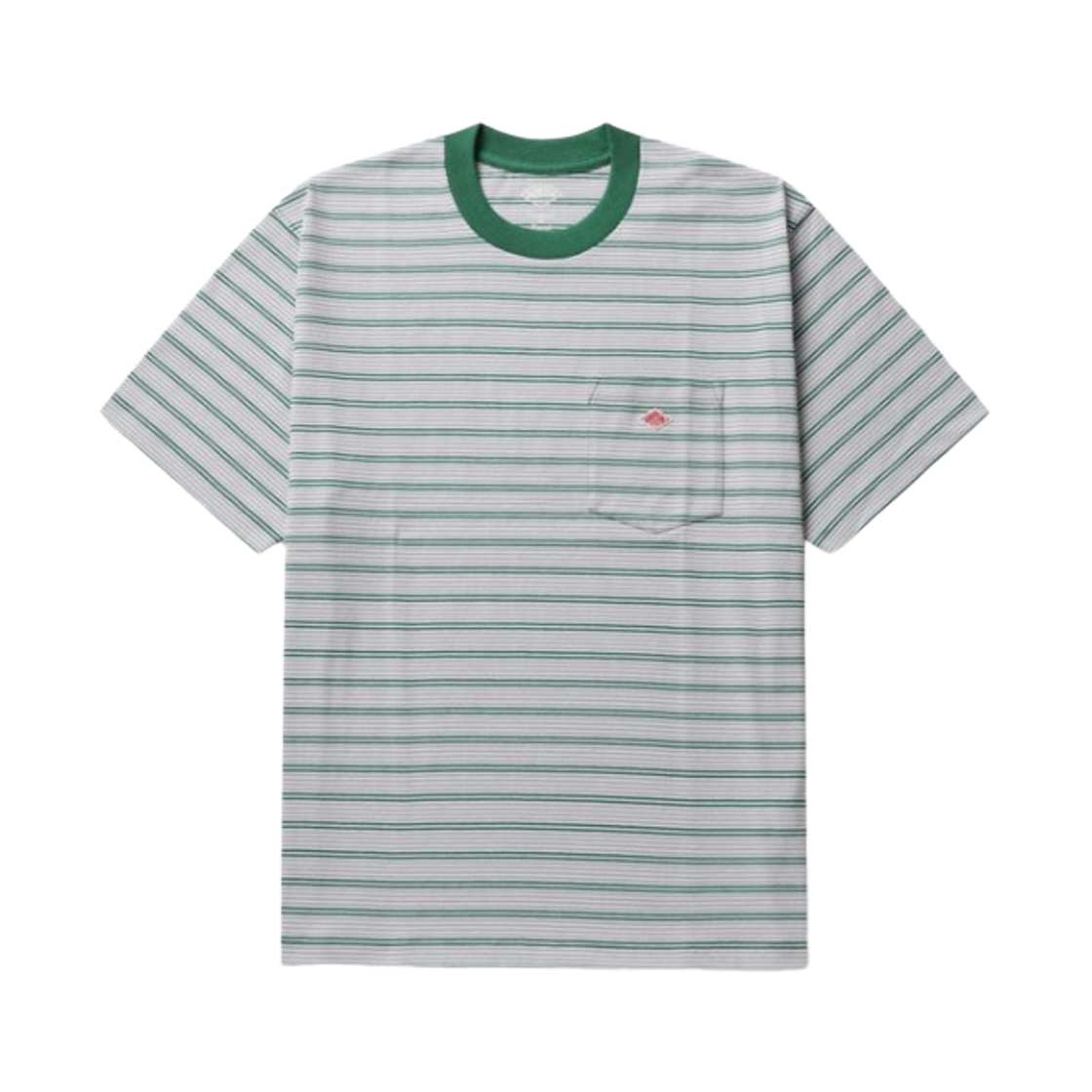단톤 플레인 숏슬리브 포켓 스트라이프 티셔츠 그린 그레이(Danton Plain Short Sleeve Pocket Stripe T-Shirt Green Grey)