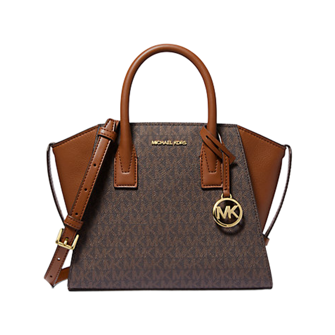 마이클 코어스 에이브릴 스몰 로고 레더 사첼 브라운(Michael Kors Avril Small Logo Leather Satchel Brown)