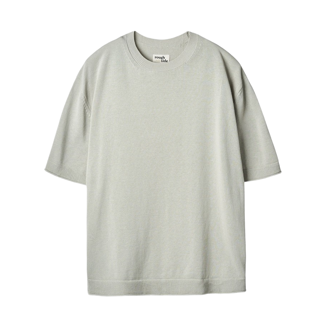 러프 사이드 컬리 하프 니트 티셔츠 도브(Rough Side Curly Half Knit T-Shirt Dove)