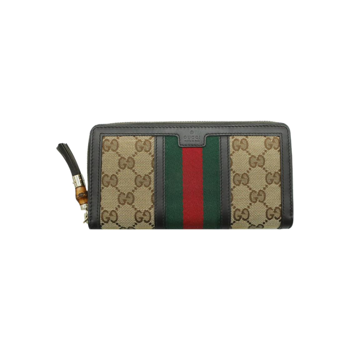 구찌 353651 베이지 GG 수프림 캔버스 뱀부 테슬 지피 장지갑(Gucci Beige GG Supreme Canvas Bamboo Tassel Zip Wallet)