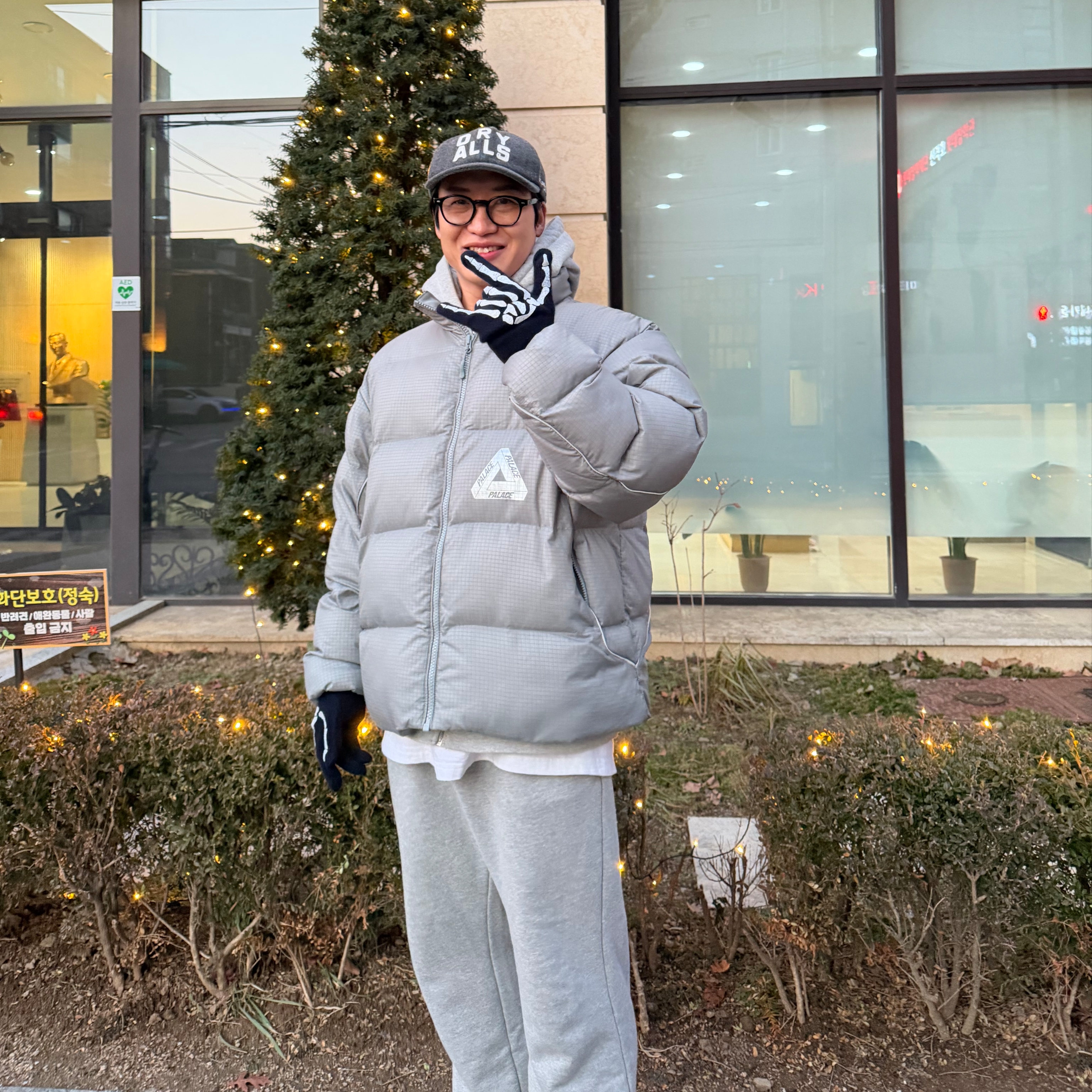 Palace Ripstop Puffa Grey - 25FW, Jordan x Travis Scott Jumpman Jack TR Sail and Dark Mocha 착용 스타일 - 2