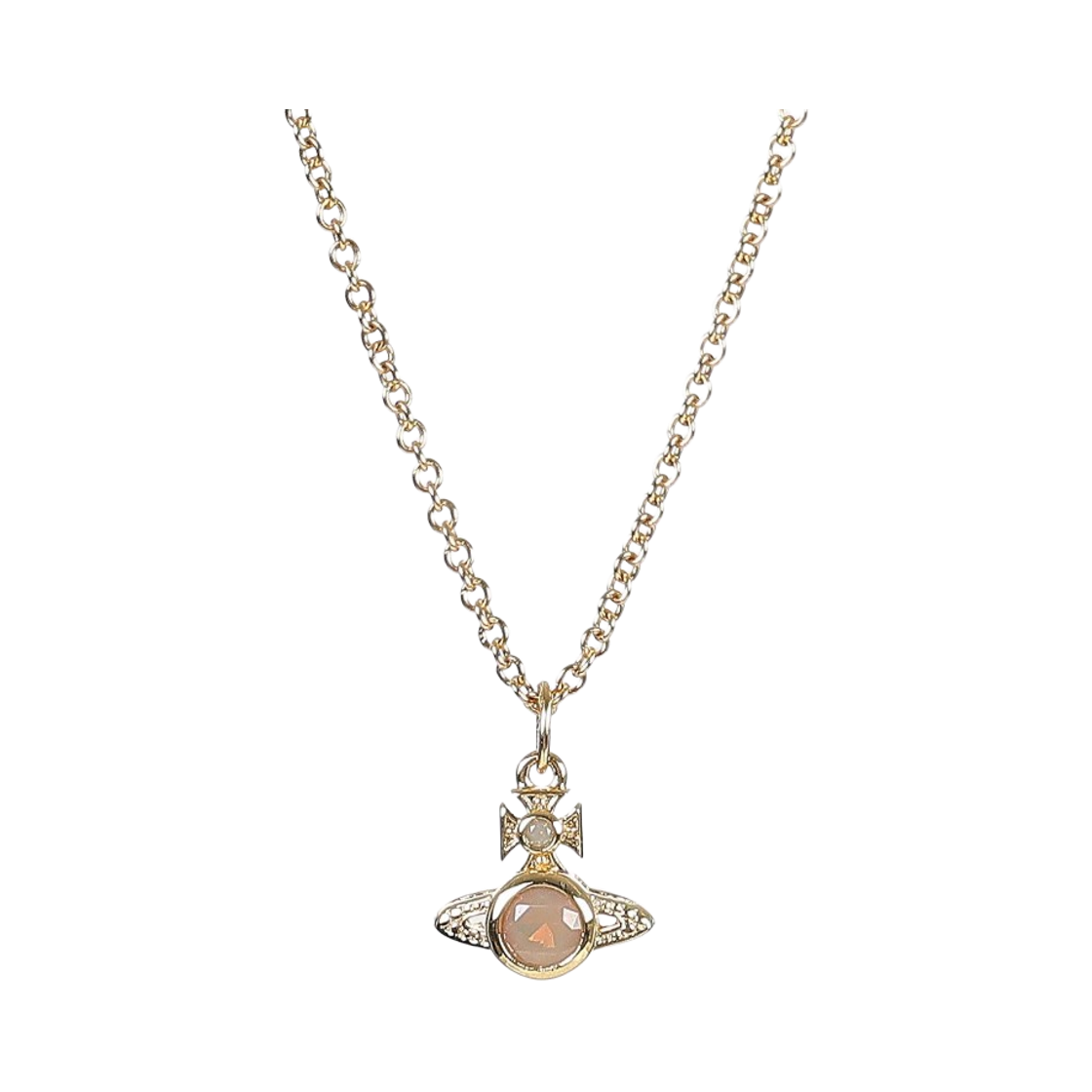 (W) 비비안 웨스트우드 런던 오브 네클리스 브래스 핑크 골드((W) Vivienne Westwood London Orb Necklace Brass Pink Gold) - 1