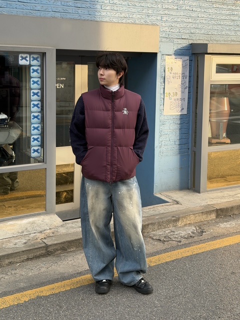 noun Wide Curved Denim Pants Painting Blue, Nike Air Force 1 '07 Low Triple Black 착용 스타일 - 5