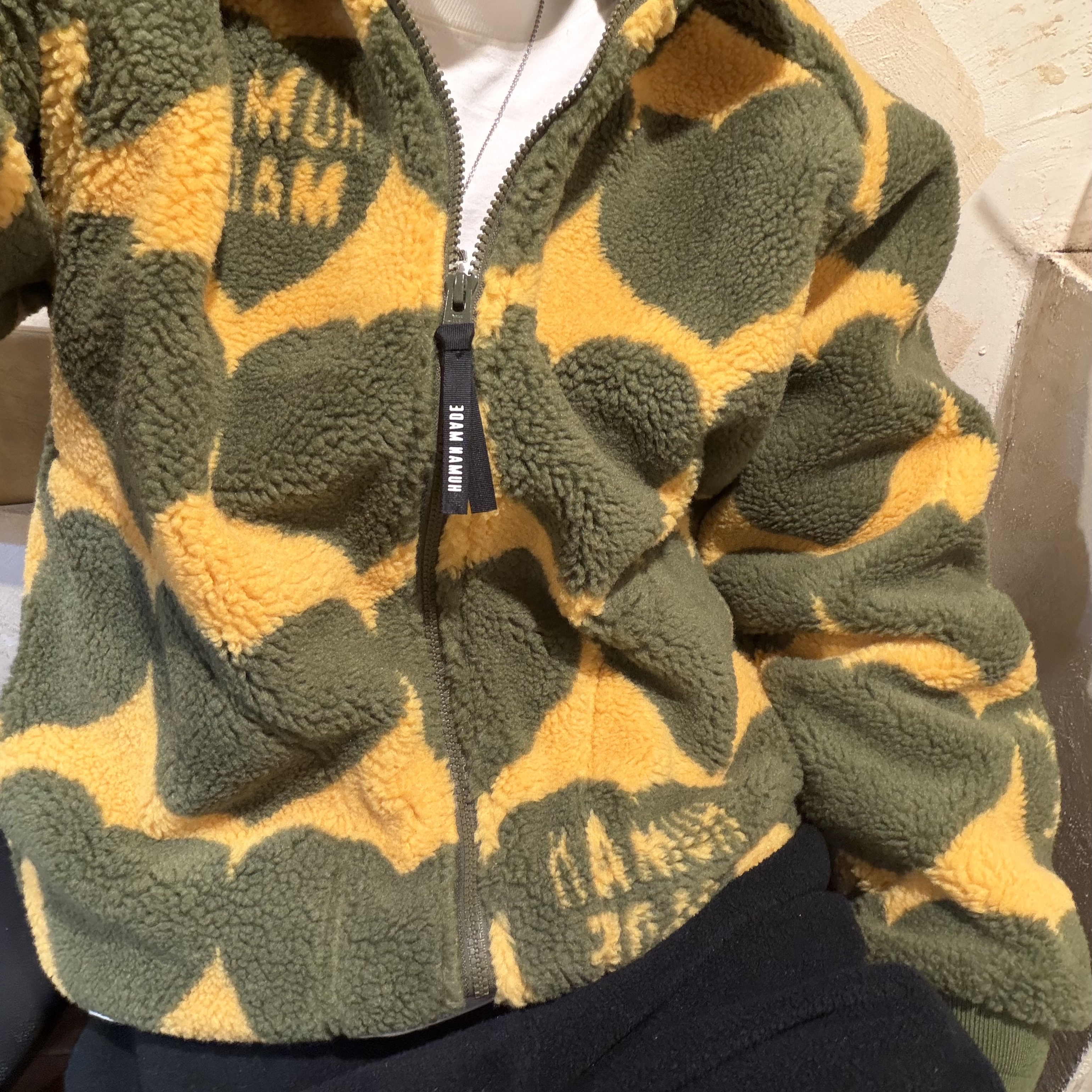 Human Made Heart Fleece Jacket Olive Drab 착용 스타일