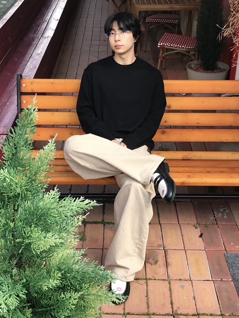 noun Wide Curved Denim Pants Sand Beige, PENNY PLATE Men Loafer Kiee Low 착용 스타일 - 2