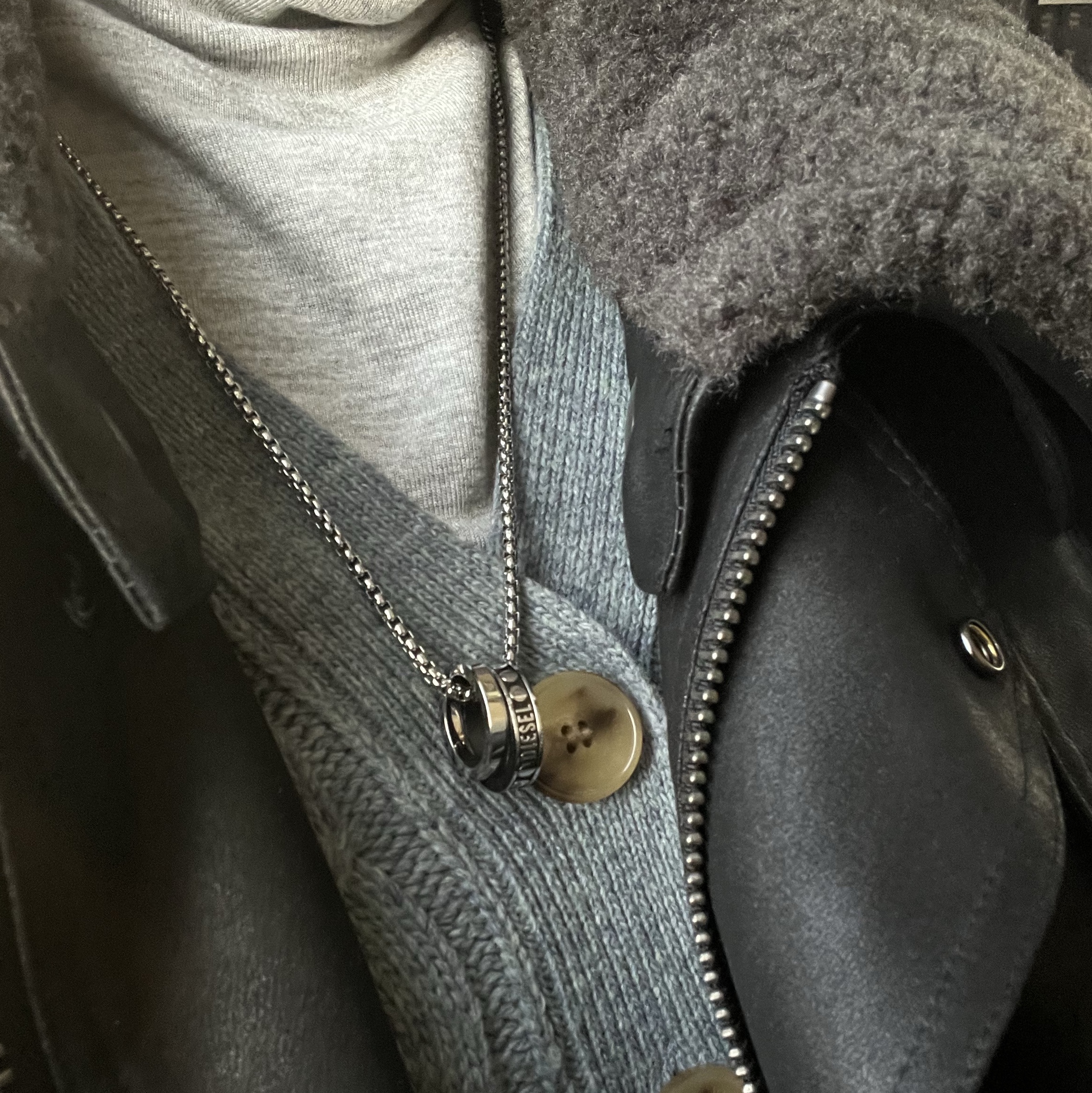 Diesel Dx1168040 Stainless Steel Double Pendant Necklace Silver 착용 스타일