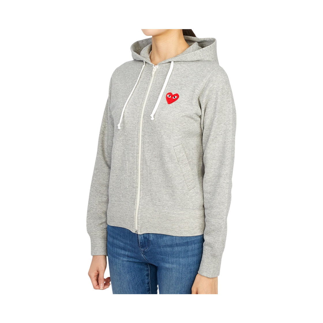 [20% 쿠폰] (W) 플레이 꼼데가르송 5 하트 후드 집업 그레이([20% 쿠폰] (W) Play Comme des Garcons 5 Hearts Zip Hooded Sweatshirt Grey) - 4