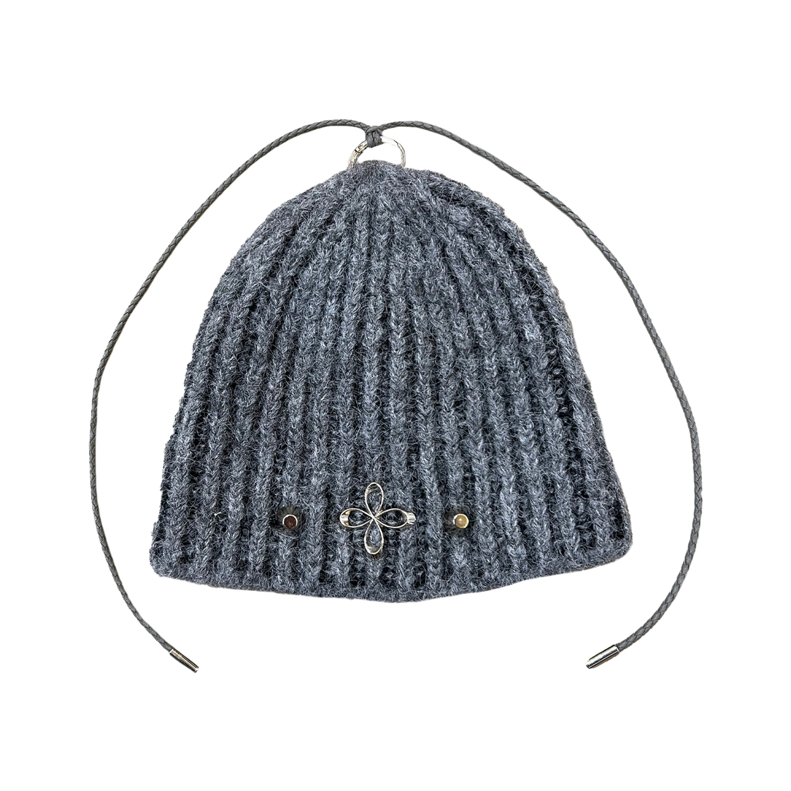 써저리 클로버 로고 더블 스트랩 비니 그레이(Surgery Clover Logo Double Strap Beanie Grey)