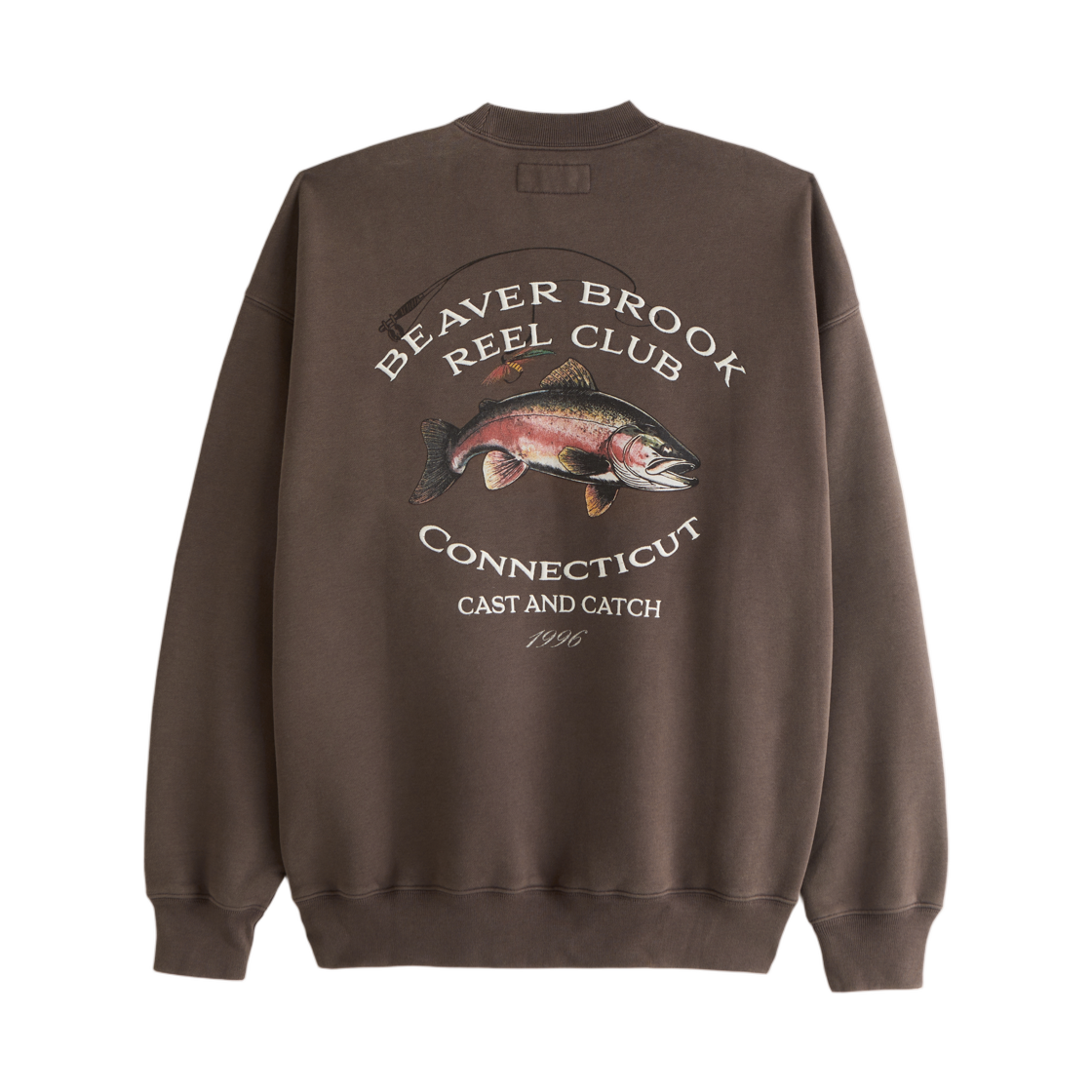 122-488-01173-426 Abercrombie & Fitch Countryside Graphic Crew Sweatshirt Chocolate Brown