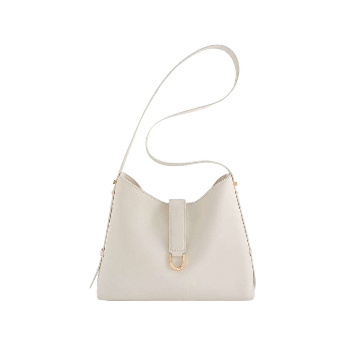 찰스앤키스 개빈 레더 벨티드 호보백 에그쉘 크림(Charles & Keith Gabine Leather Belted Hobo Bag Eggshell Cream)