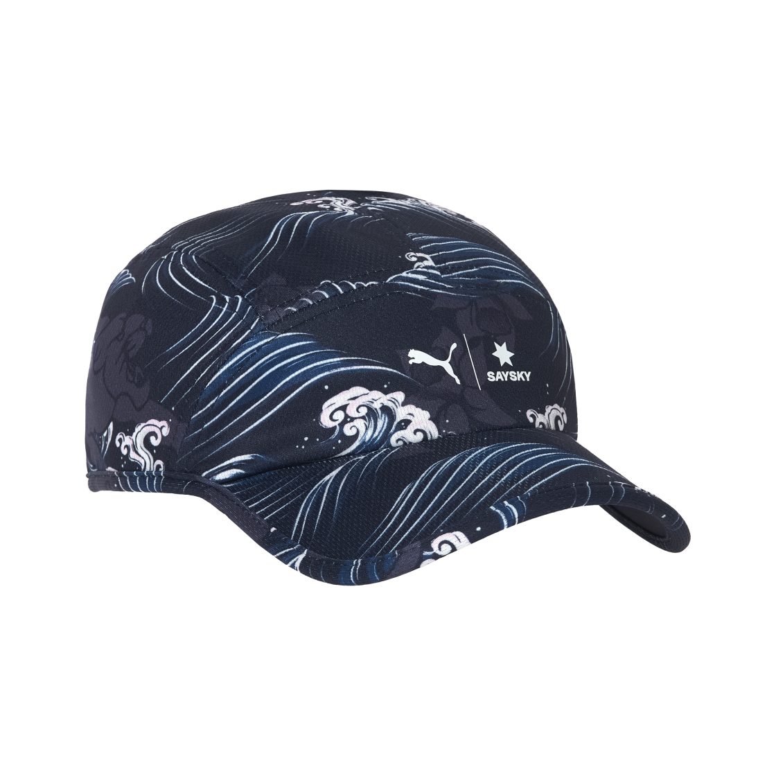 푸마 x 세이스카이 러닝 5 패널 캡 뉴 네이비 페더 그레이(Puma x SAYSKY Running 5 Panel Cap New Navy Feather Gray)