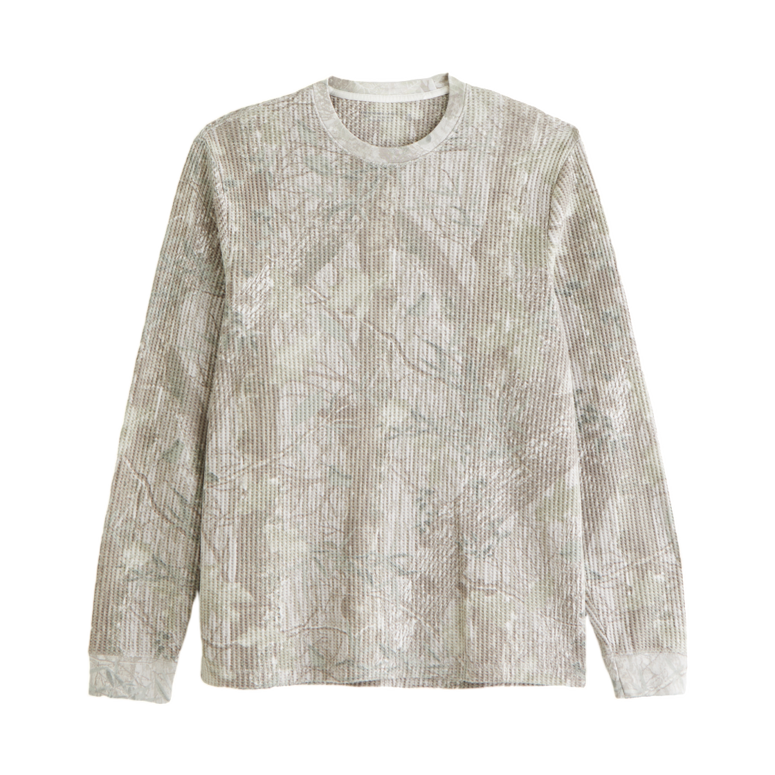 124-609-00637-105 Abercrombie & Fitch Long Sleeve Classic Waffle T-Shirt Light Gray Camo