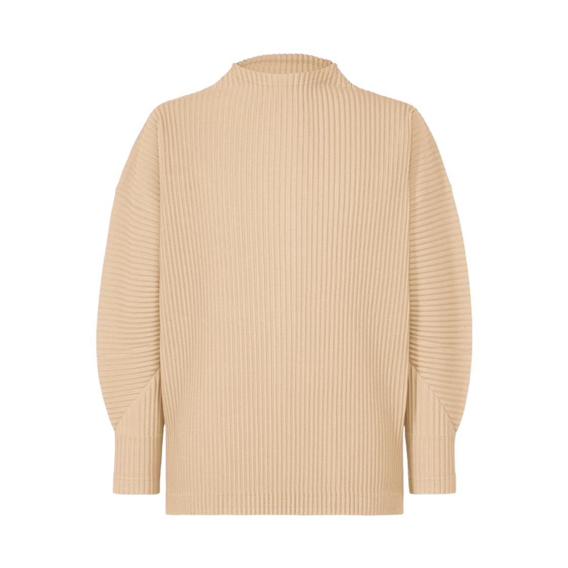 옴므 플리세 이세이 미야케 MC 디셈버 모크넥 롱슬리브 탑 암모나이트 베이지(Homme Plisse Issey Miyake MC December Mock Neck Long Sleeve Top Ammonite Beige)