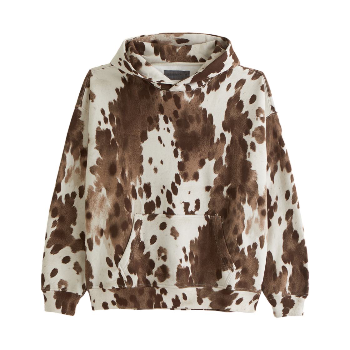 122-488-01057-178 Abercrombie & Fitch Essential Popover Pattern Hoodie Brown Pony Pattern