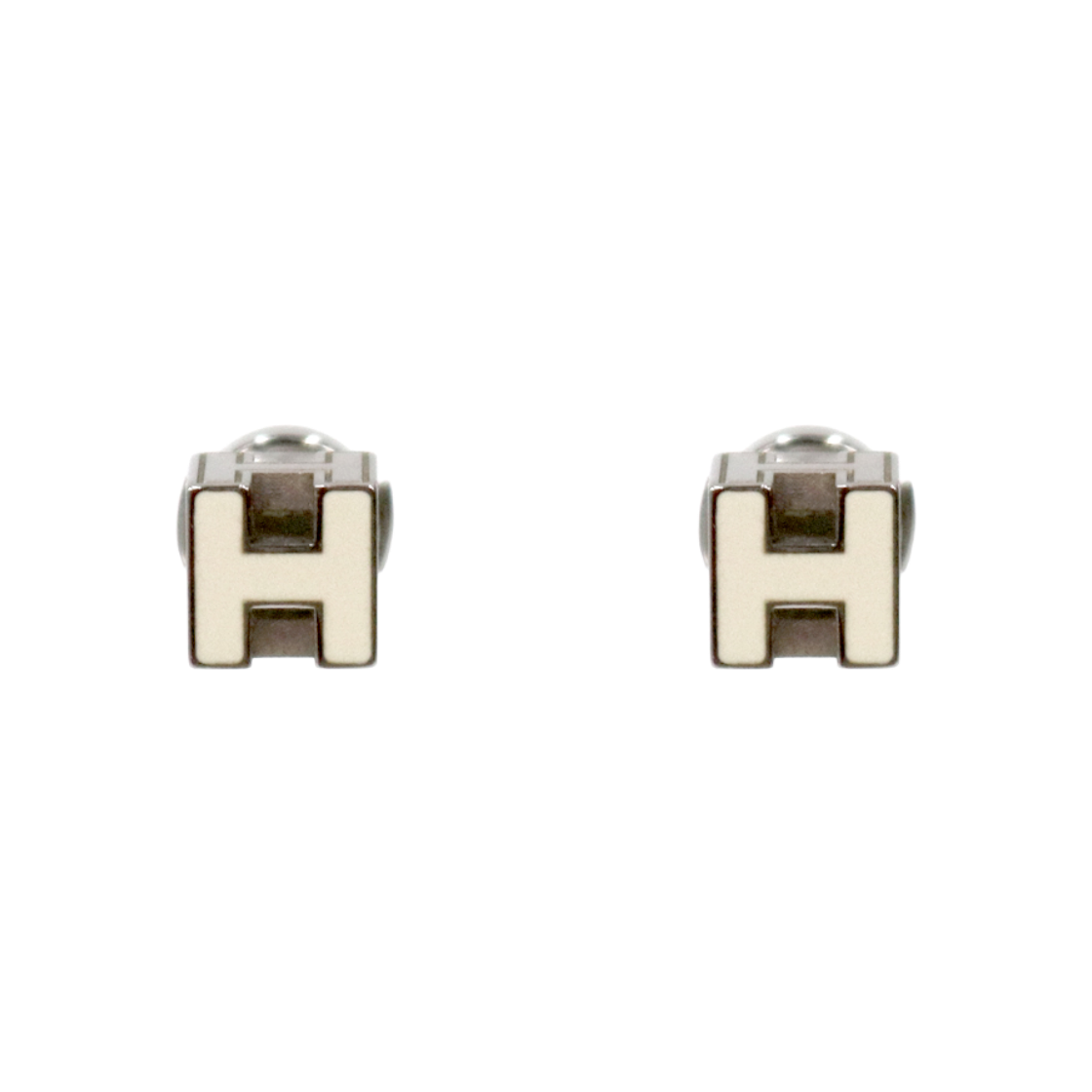 에르메스 아이보리 케이지 실버 귀걸이 A-B43364(Hermes Ivory Cage Silver Earrings A-B43364) - 1