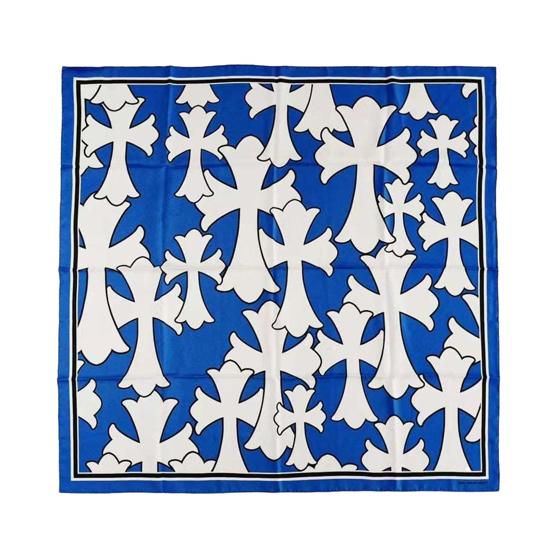 크롬하츠 크로스 로고 실크 스카프 블루(Chrome Hearts Cross Logo Silk Scarf Blue)