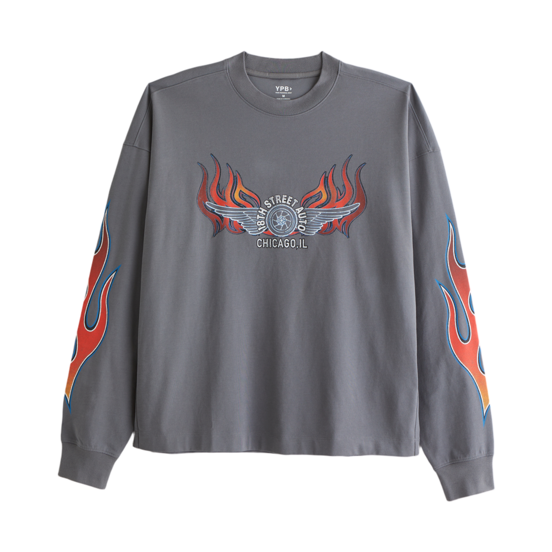 118-293-00261-120 Abercrombie & Fitch YPB Cotton Blend Pump Cover Long Sleeve T-Shirt Cool Gray