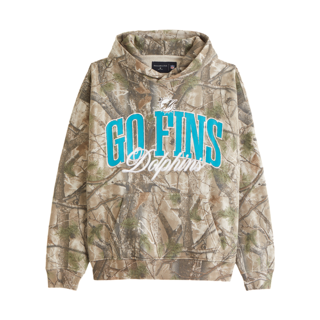 122-488-01276-408 Abercrombie & Fitch Miami Dolphins Graphic Popover Hoodie Camo Dolphins
