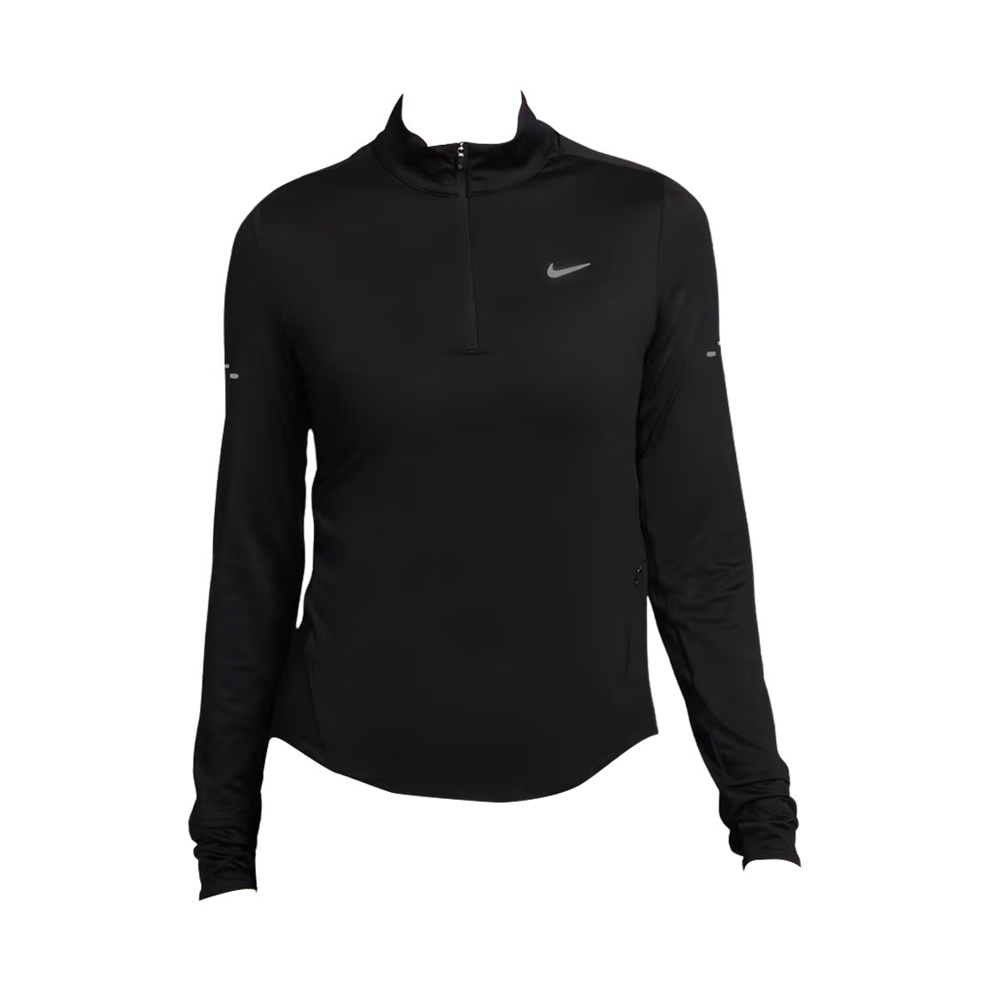 (W) 나이키 스위프트 드라이핏 UV 쿼터 집 러닝 탑 블랙 - 아시아((W) Nike Swift Dri-Fit UV Quarter Zip Running Top Black - Asia) - 1