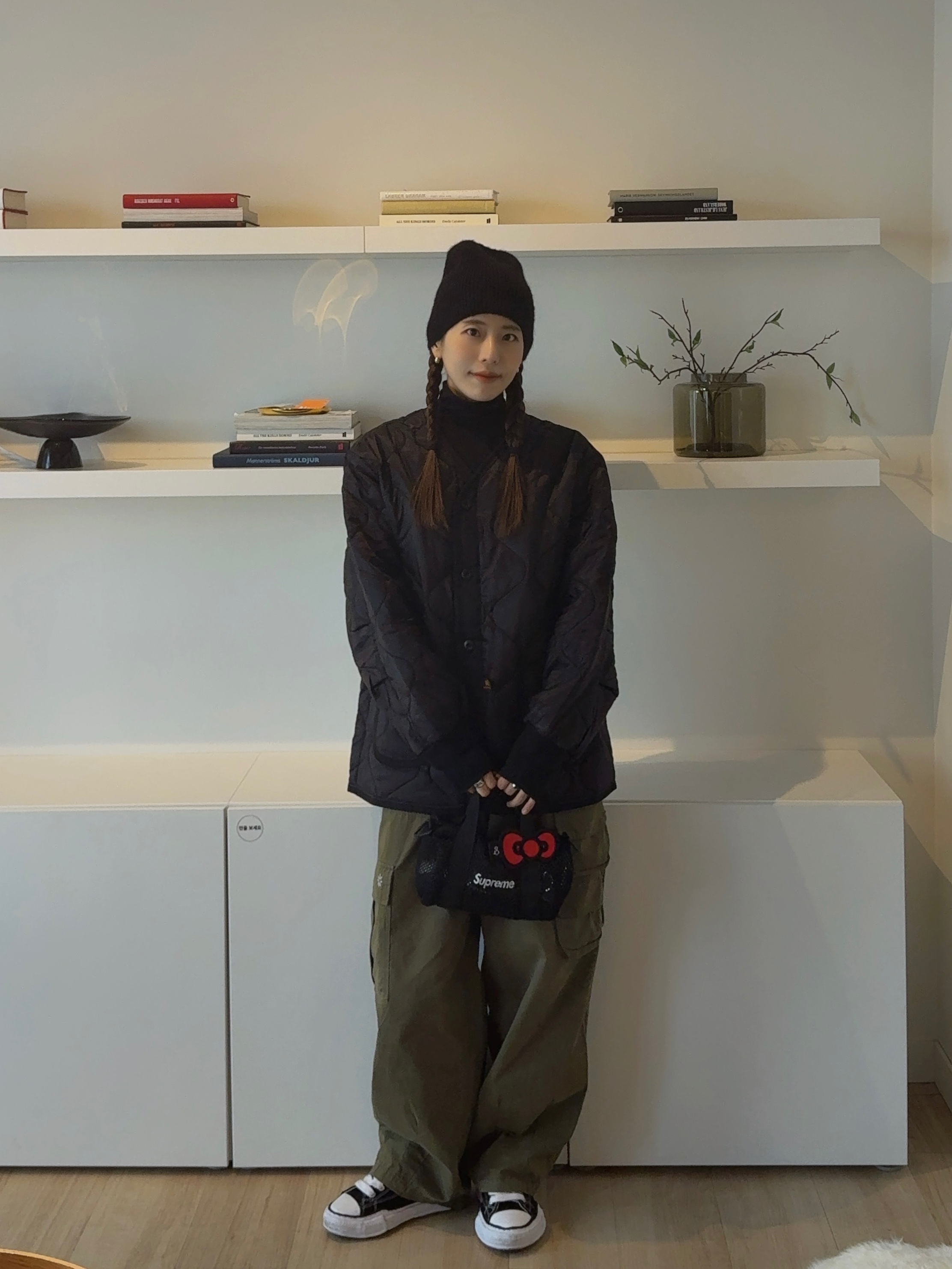 CDG x Alpha Industries Liner Jacket Black, Supreme Mesh Mini Duffle Bag Black - 25SS 착용 스타일 - 1