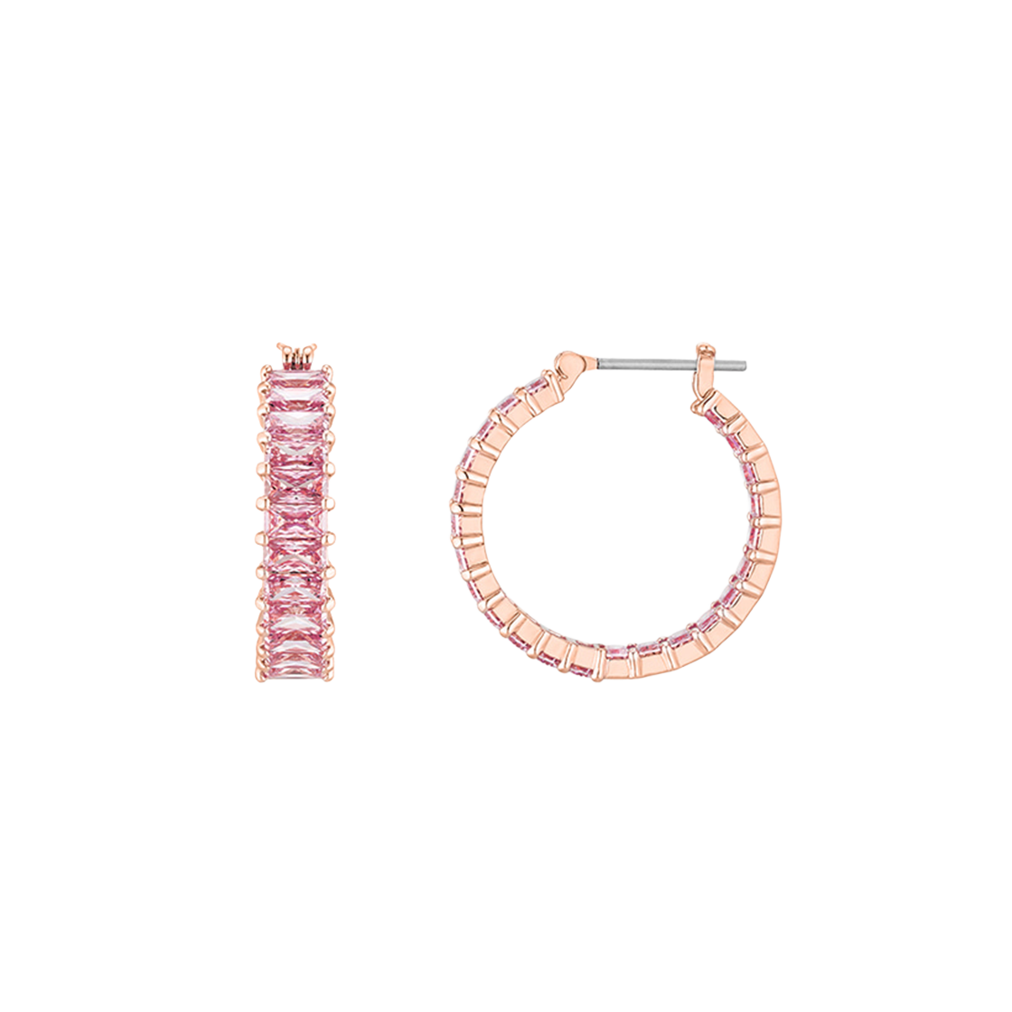 5657726 [15% 쿠폰] (W) Swarovski Matrix Hoop Earrings Pink Rose Gold Plated