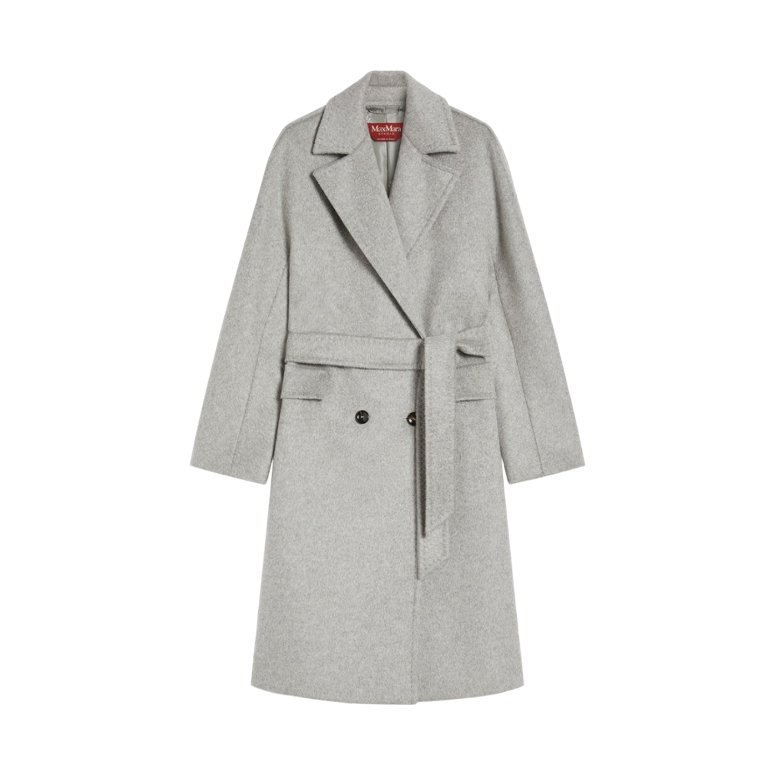 PANTEON-029 (W) Max Mara Studio Panteon Cashmere Alpaca Wool Coat Light Grey