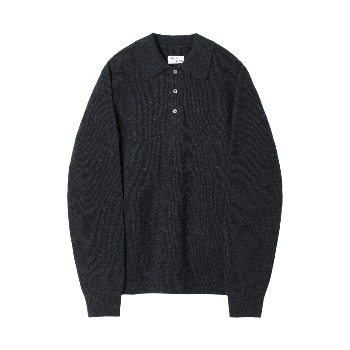 러프 사이드 칼라 니트 애쉬 블랙(Rough Side Collar Knit Ash Black)