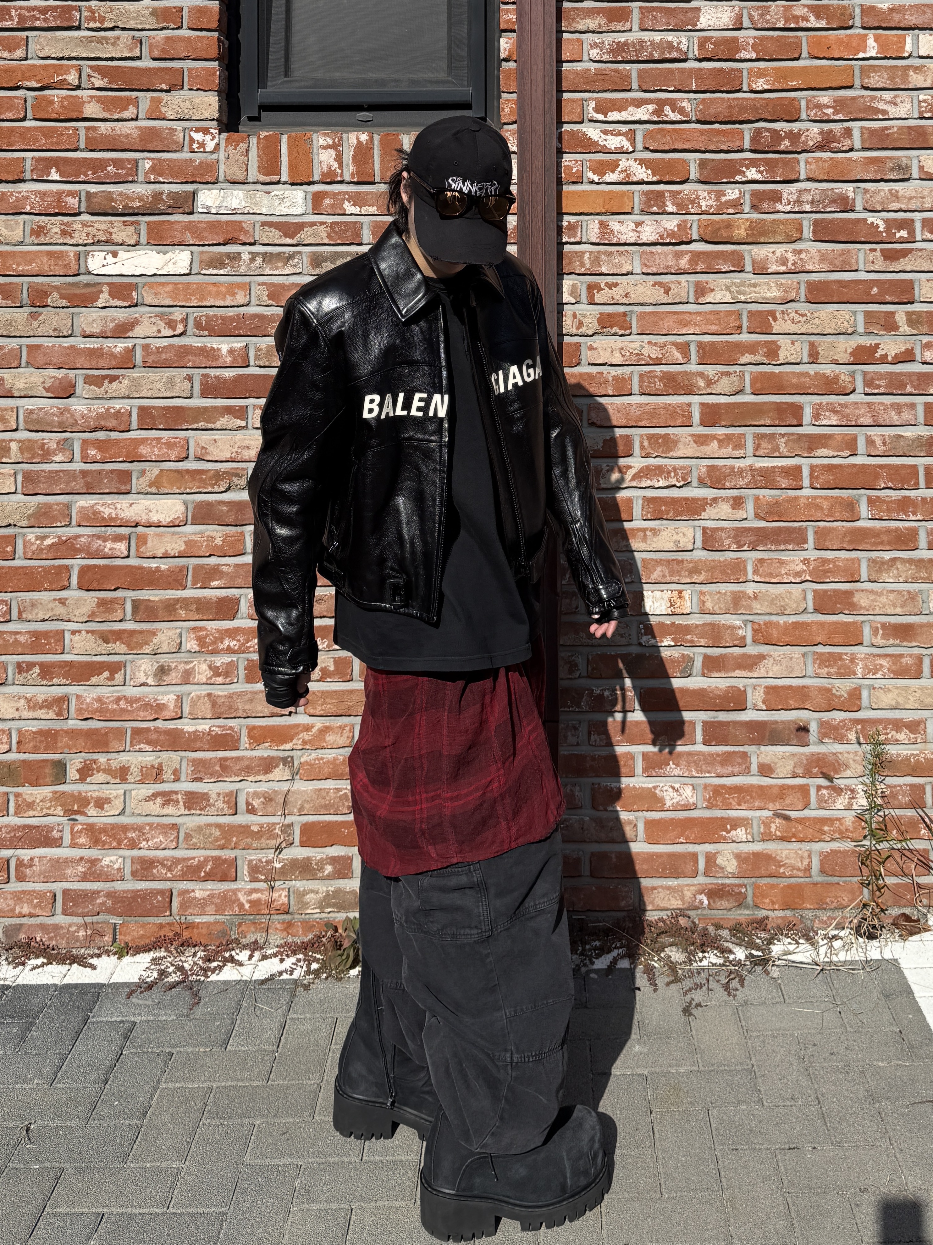 Kamien x MJD Double Hole Belt Black Shearling Calfskin, Nonnod Double knee cover pants Vintage black 착용 스타일 - 1