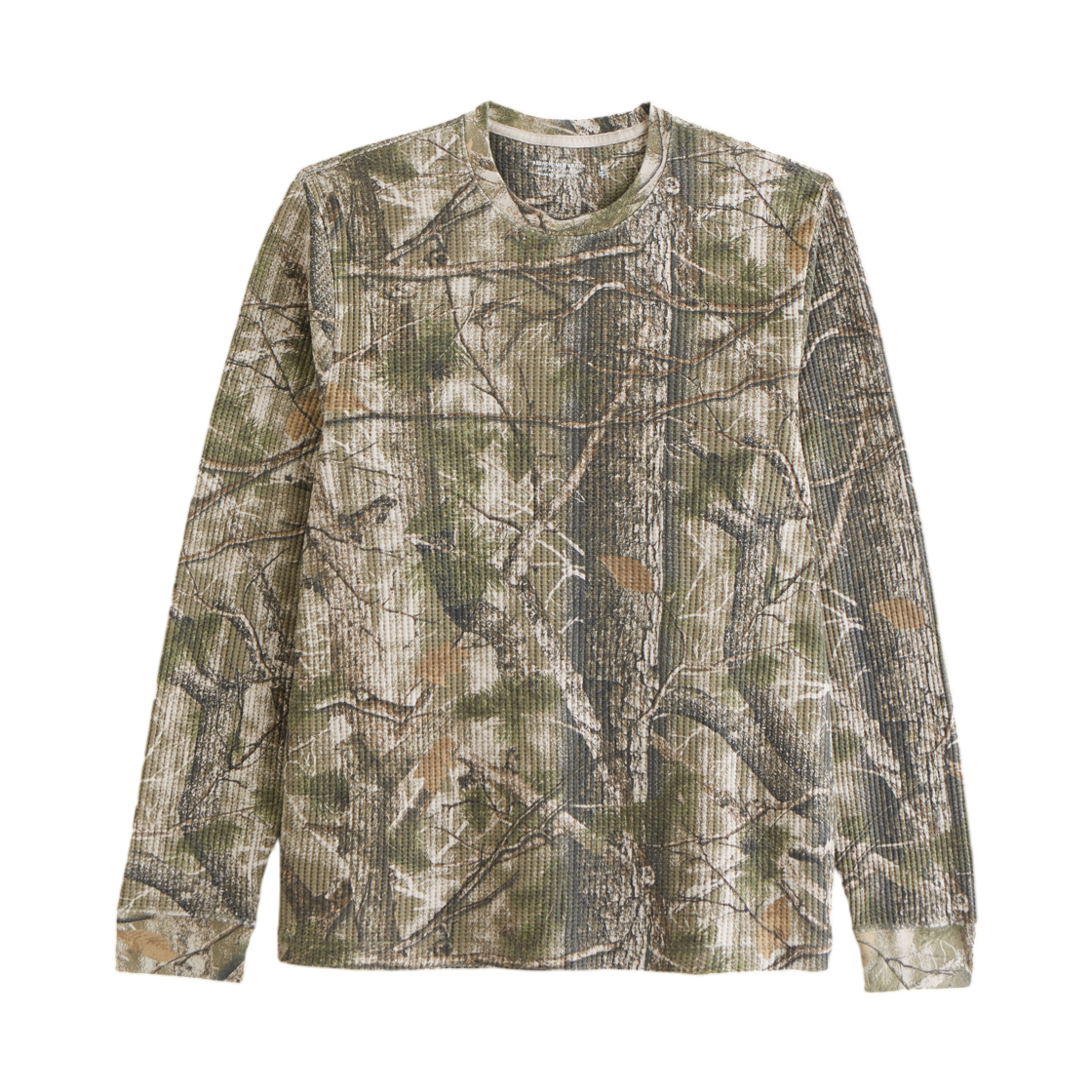 124-609-00732-405 Abercrombie & Fitch Long Sleeve Classic Waffle T-Shirt Green Camo