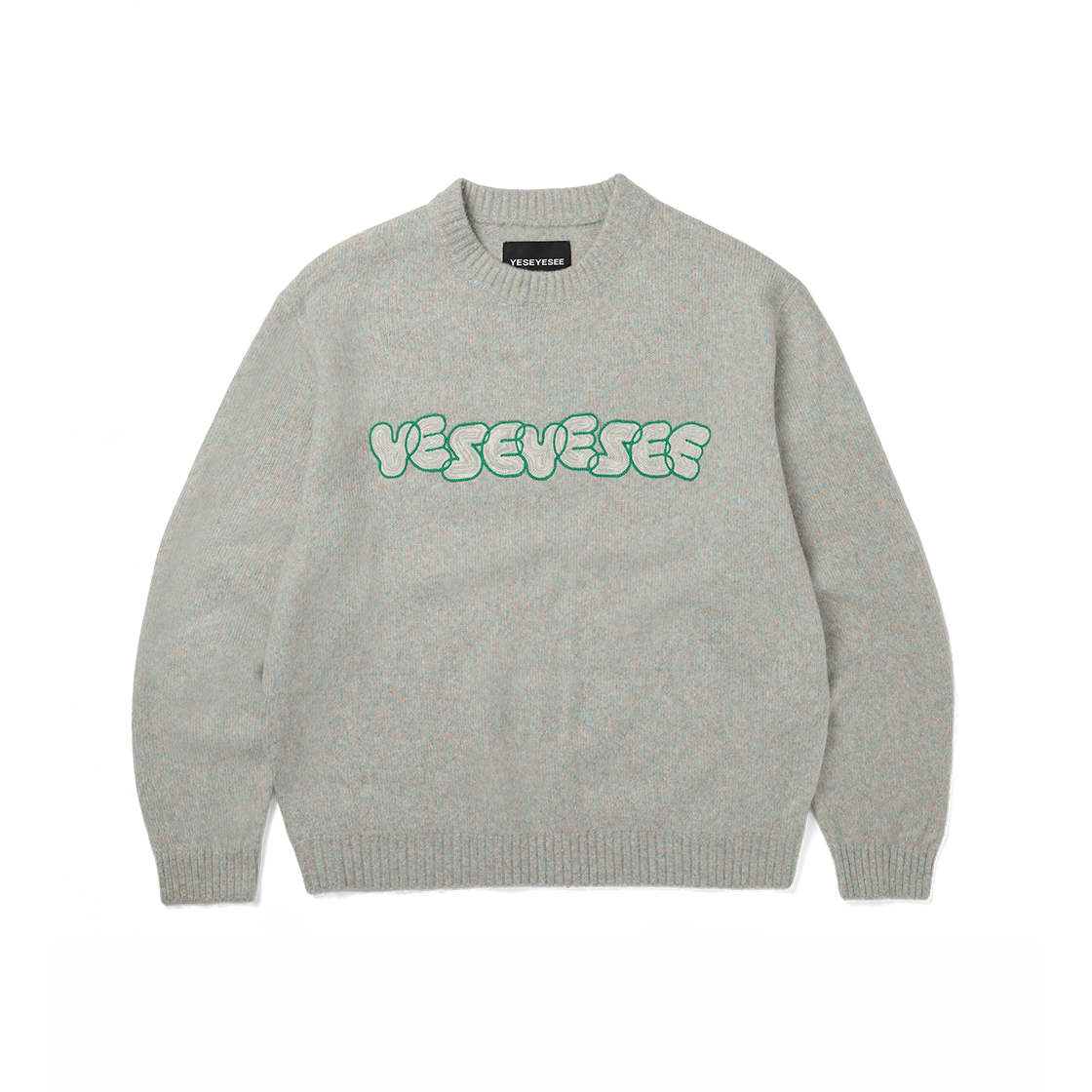 YS253KKNPKS1MUL YESEYESEE Marble Pattern Logo Knit Pullover Multi