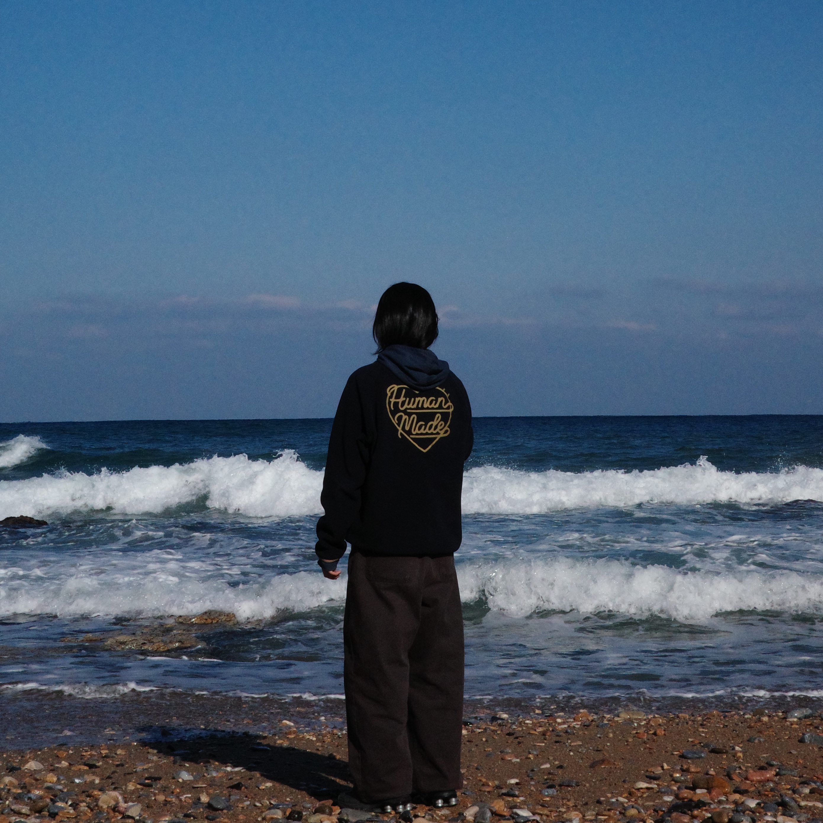 Human Made Fleece Half-Zip Pullover Navy 착용 스타일