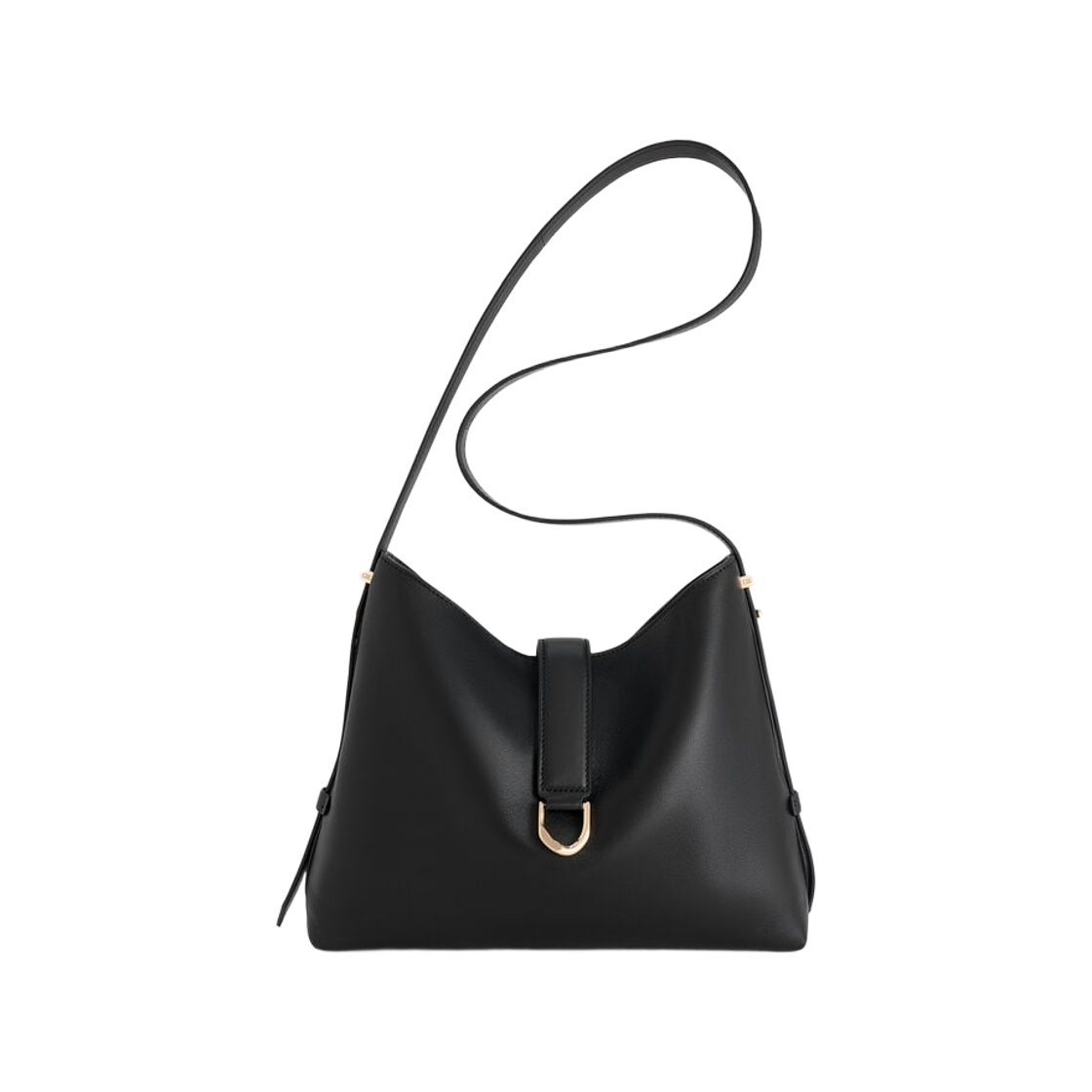 SL2-40681199 Charles & Keith Gabine Leather Belted Hobo Bag Black