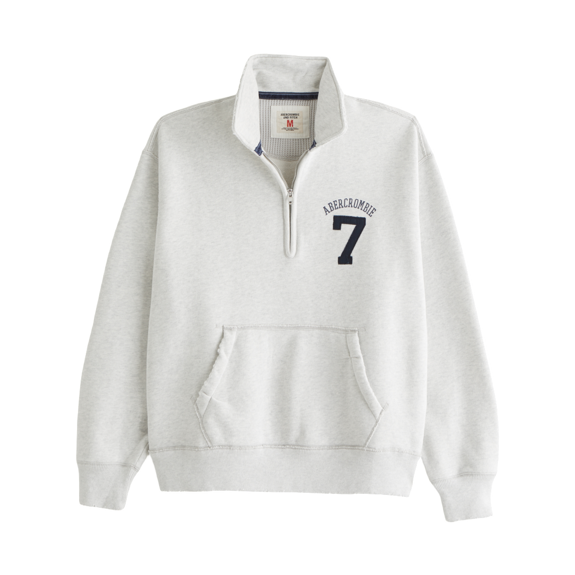 아베크롬비 앤 피치 로고 하프 집 스웨트셔츠 라이트 헤더 그레이(Abercrombie & Fitch Logo Half Zip Sweatshirt Light Heather Gray)