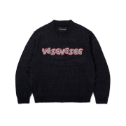 YESEYESEE Marble Pattern Logo Knit Pullover Black