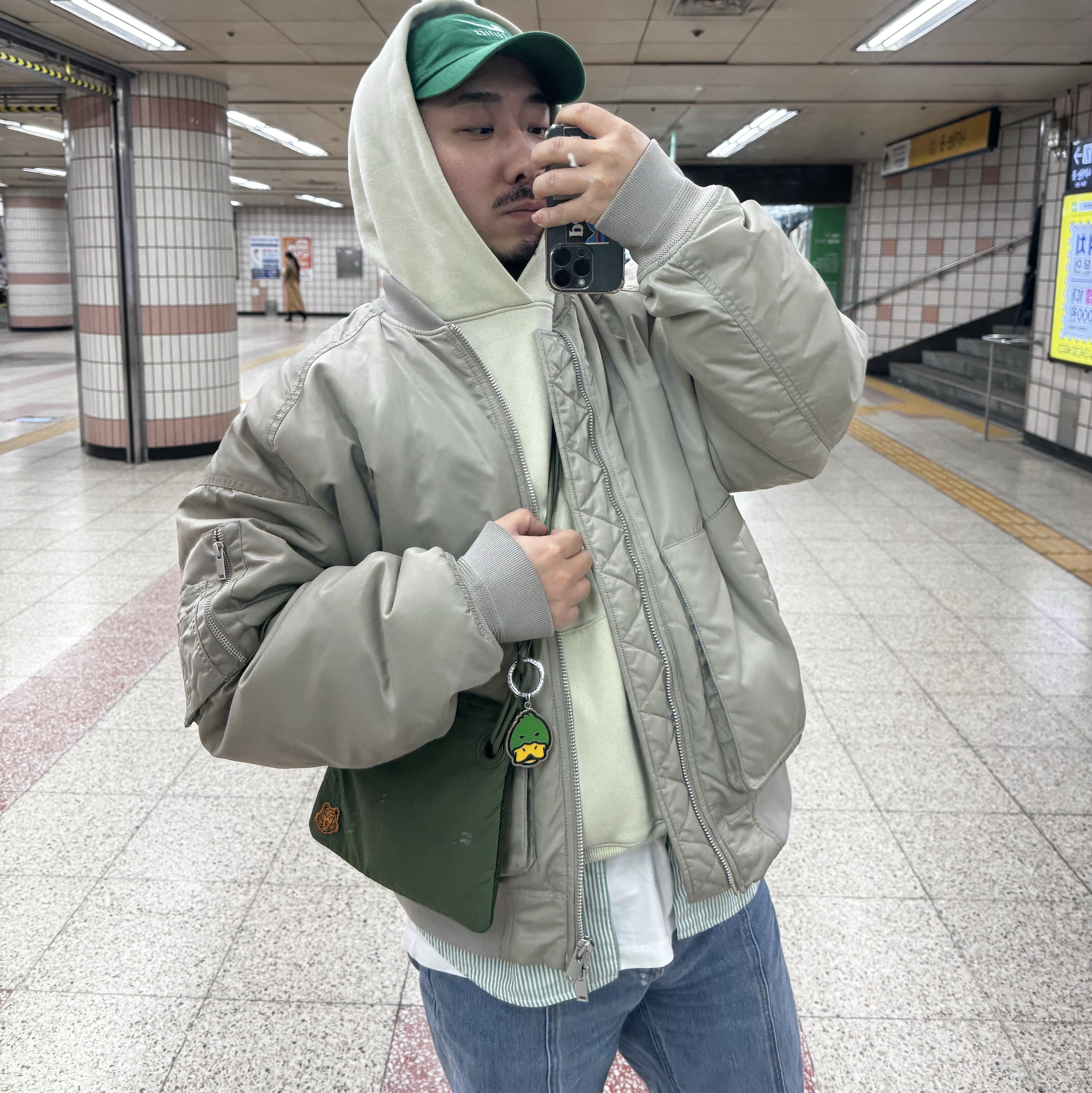 Human Made Acrylic Animal Keyring Green, Nike Club Unstructured Futura Washed Cap Malachite 착용 스타일