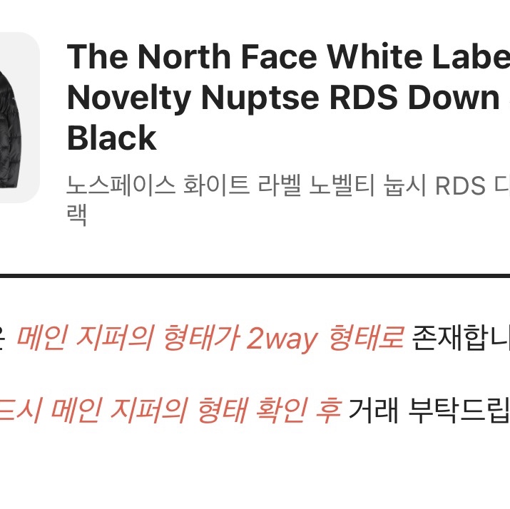 The North Face White Label Novelty Nuptse RDS Down Jacket Black 착용 스타일 - 3